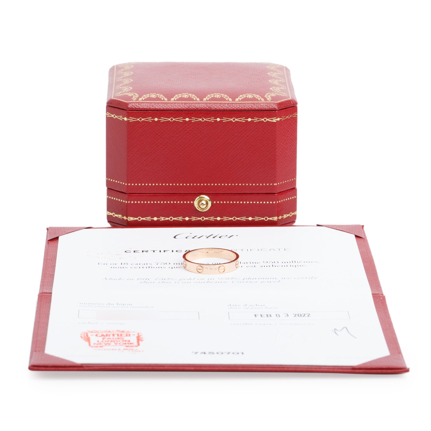 Cartier 2022 18k Rose Gold 3.6 mm Love Wedding Band Ring, Size 59 8.75 w/ Box & Certificate