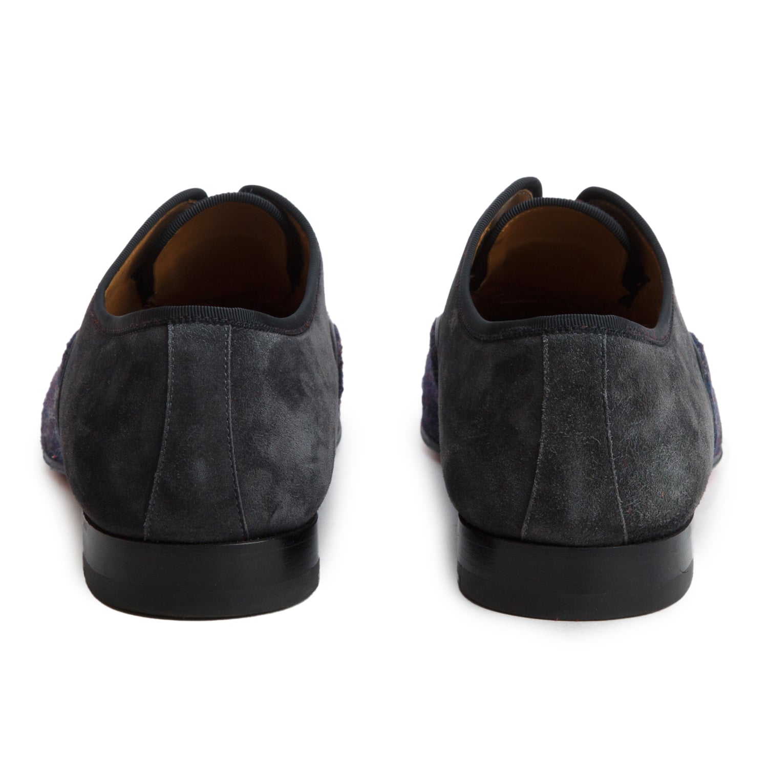 Christian Louboutin Black Blue Leather Tweed Suede Alpha Male Oxford Shoes, Men's Size 42 w/ Box