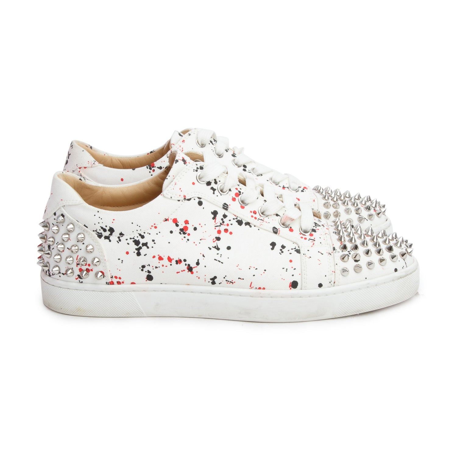 Christian Louboutin White Canvas Seavaste 2 Studded Flat Sneakers, Men's Size 42 w/ Box