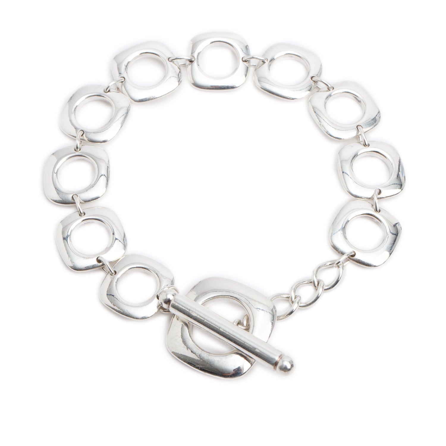 Tiffany & Co. Sterling Silver Cushion Link Toggle Bracelet