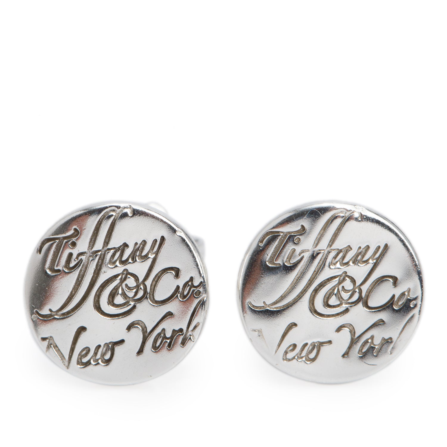 Tiffany & Co. Sterling Silver Notes Round Stud Earrings, 9 MM