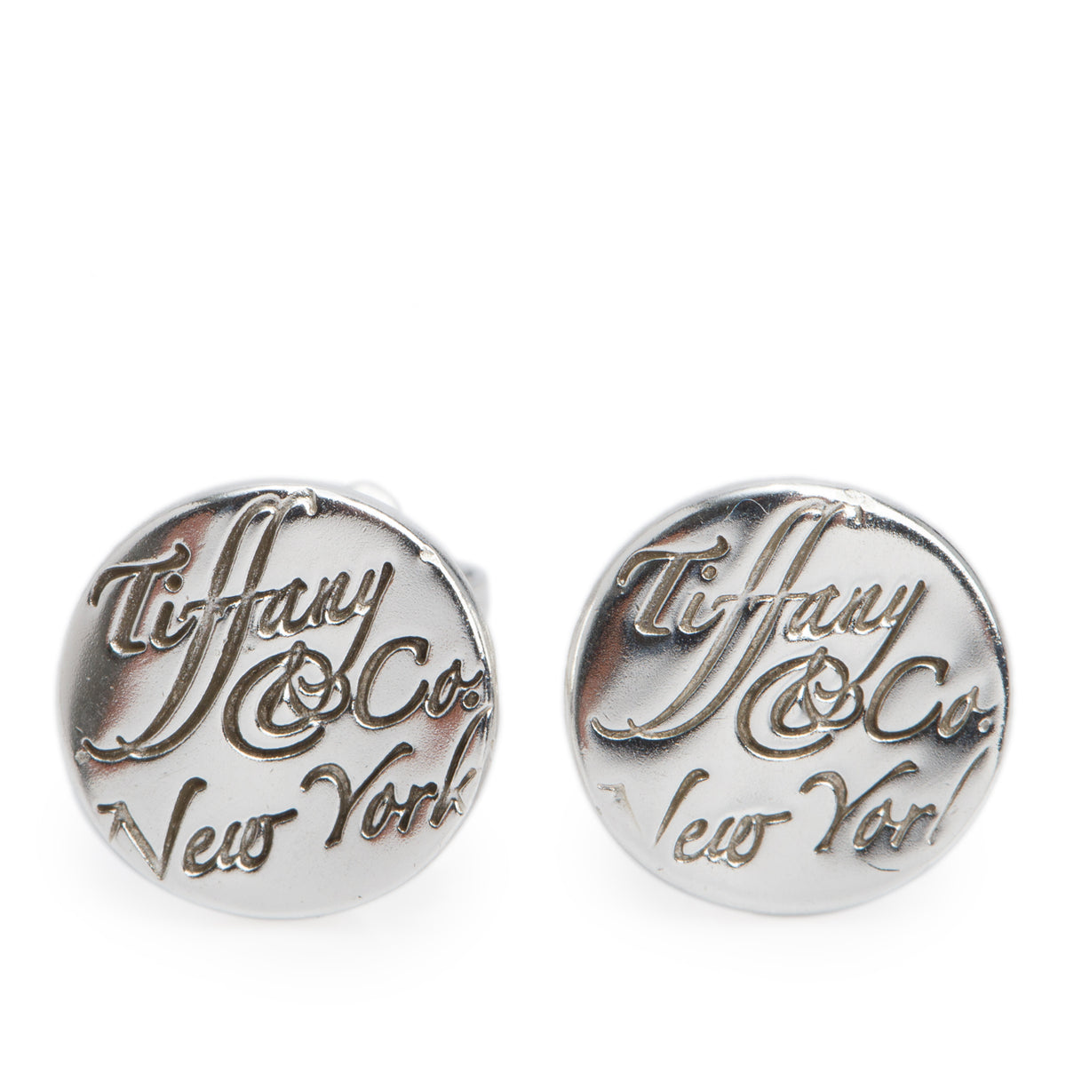 Tiffany & Co. Sterling Silver Notes Round Stud Earrings, 9 MM