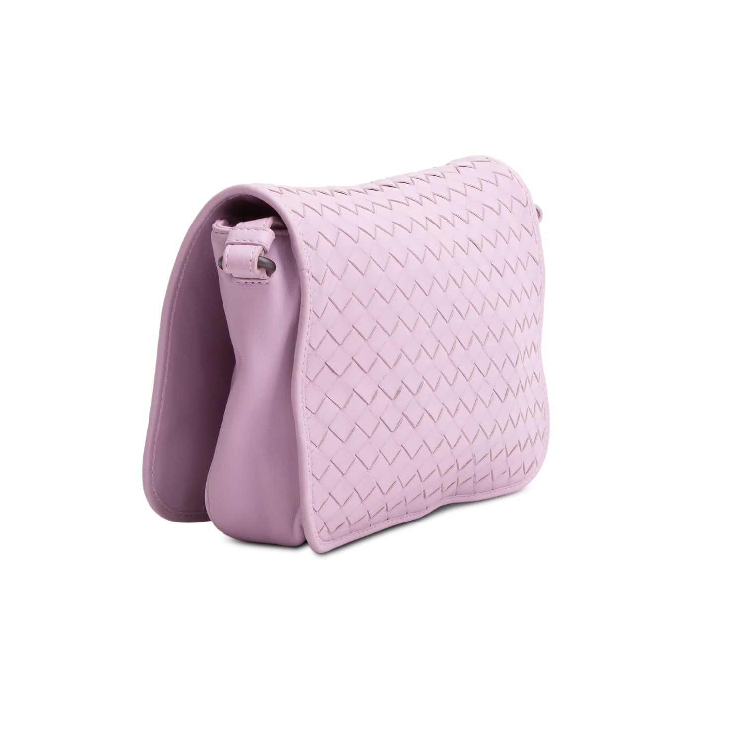 Bottega Veneta Purple Nappa Intreciatto Full Flap Crossbody