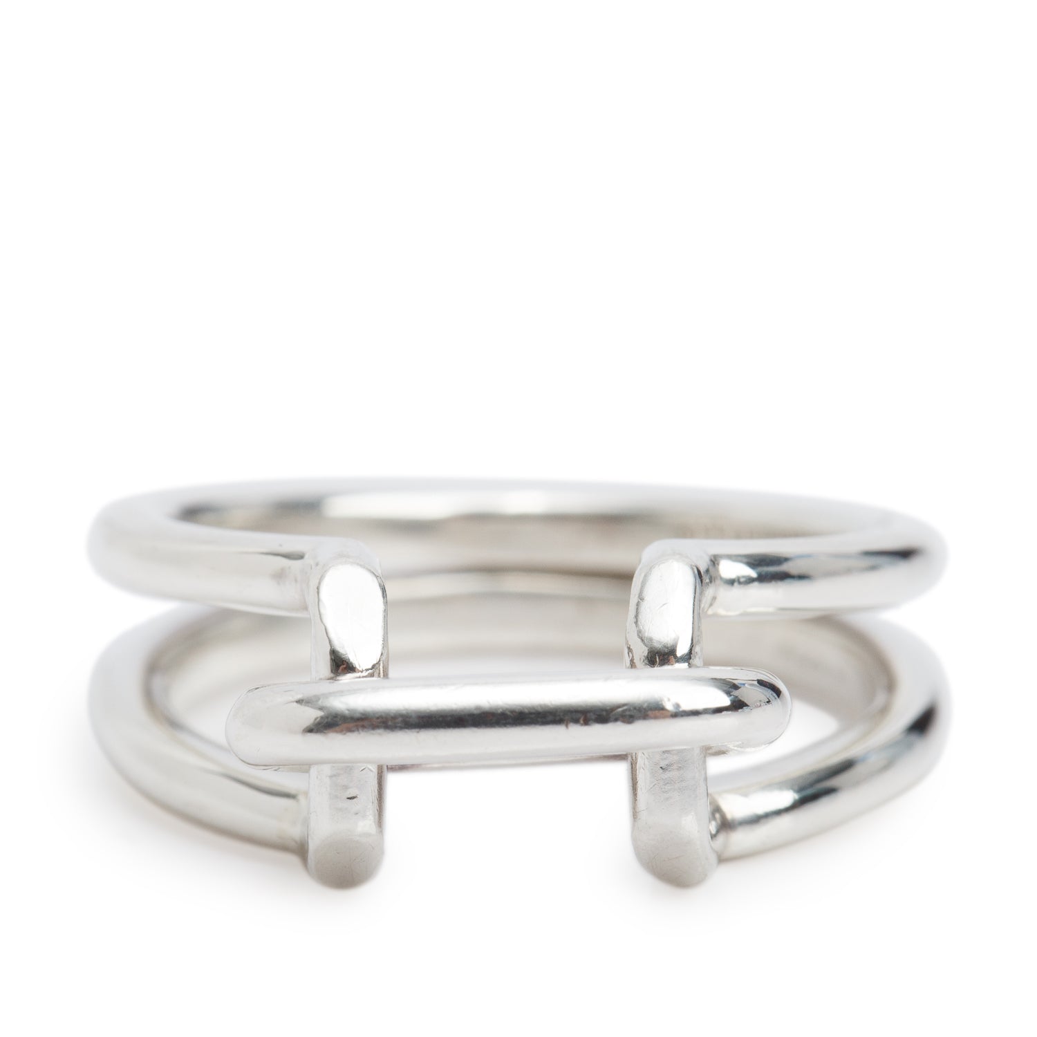 Tiffany & Co. Sterling Silver HardWear Two-Row Ring, Size 6