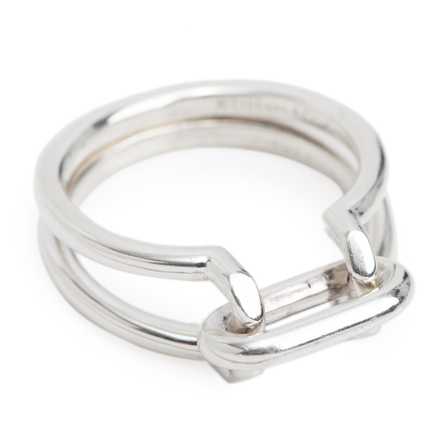 Tiffany & Co. Sterling Silver HardWear Two-Row Ring, Size 6