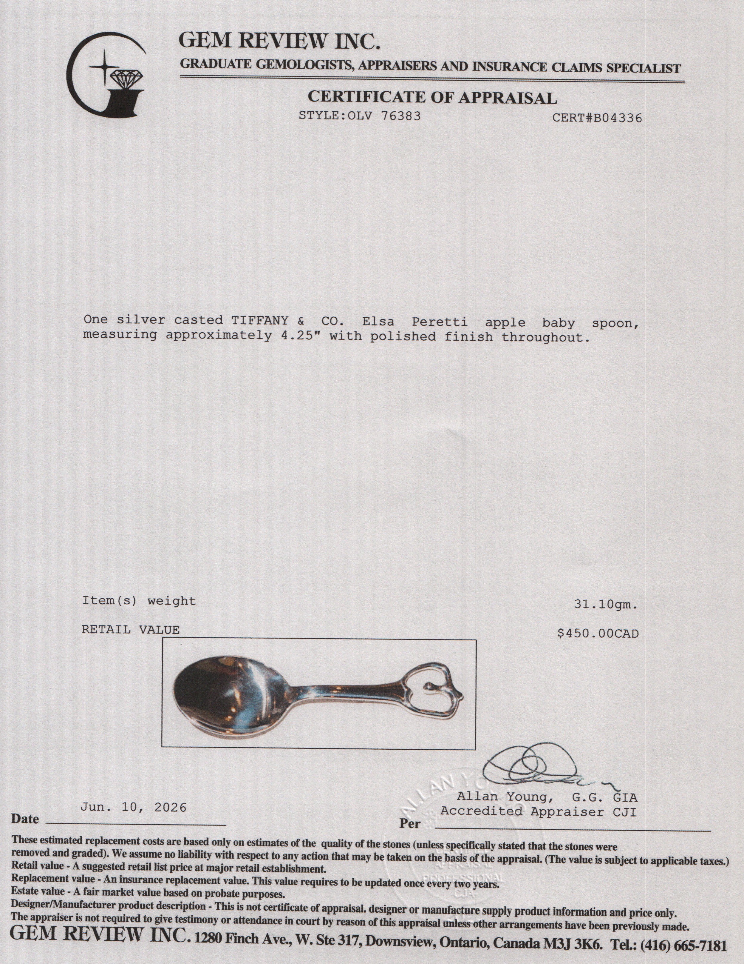 Tiffany & Co. Elsa Peretti Sterling Silver Apple Baby Spoon