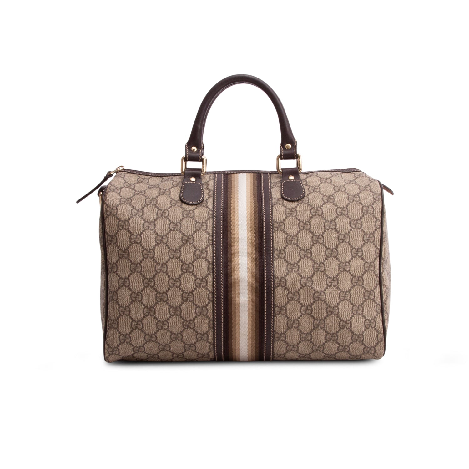 Gucci GG Supreme Monogram Web Strip Medium Joy Boston Bag