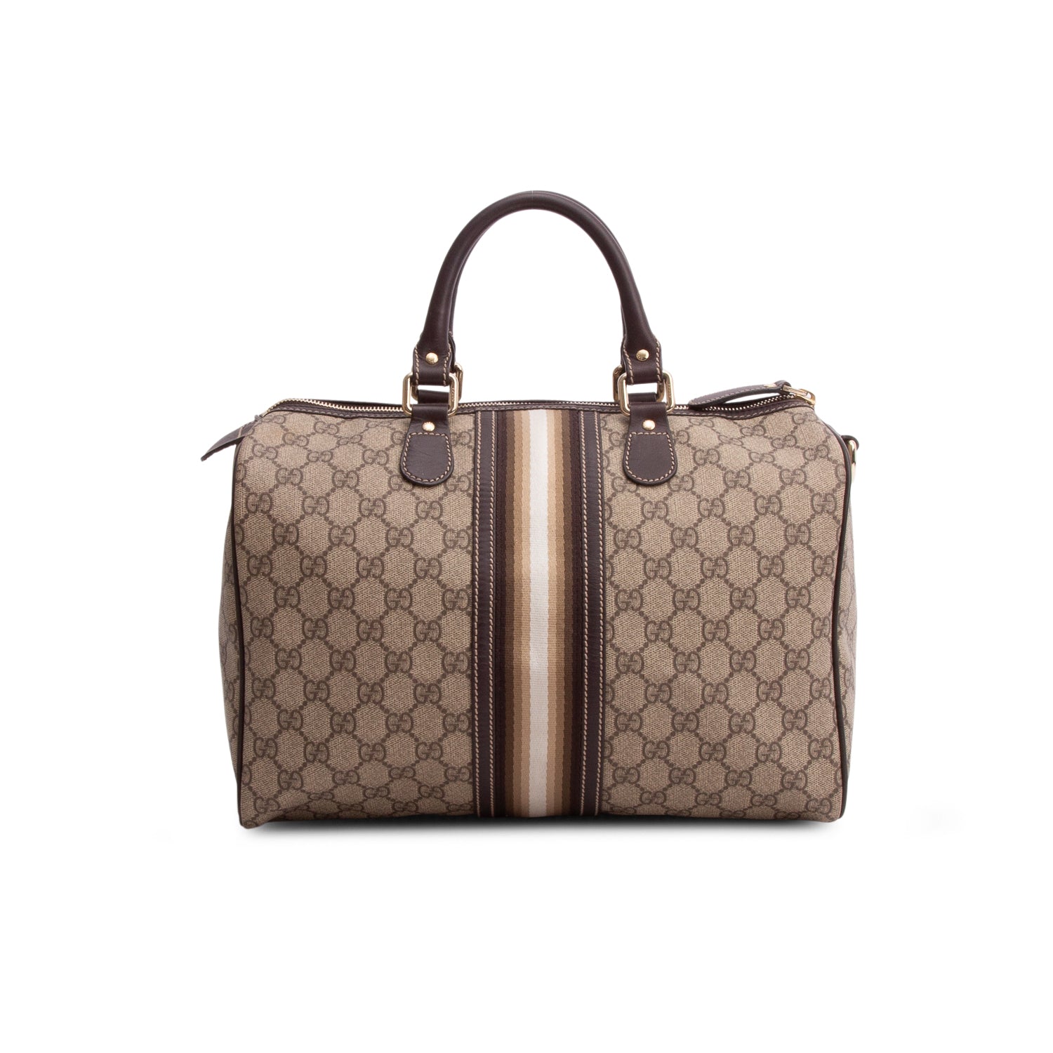 Gucci GG Supreme Monogram Web Strip Medium Joy Boston Bag