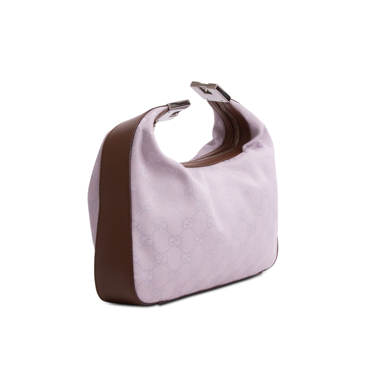 Gucci Puroke Monogram Canvas GG Clasp Hobo