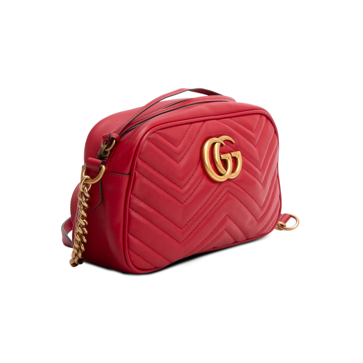 Gucci Red GG Marmont Matelasse Small Camera Bag