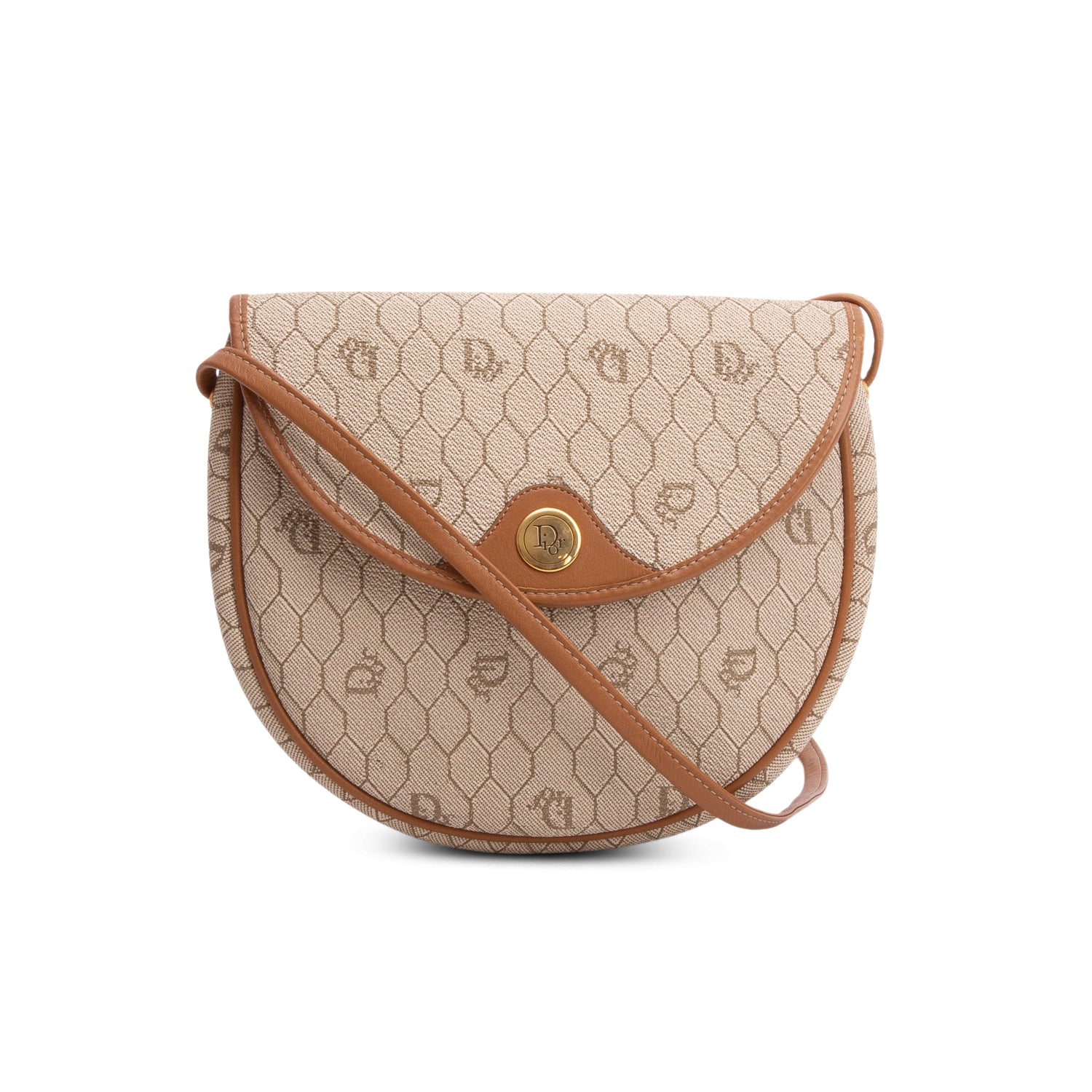 Christian Dior Vintage Beige Honeycomb Crossbody Bag