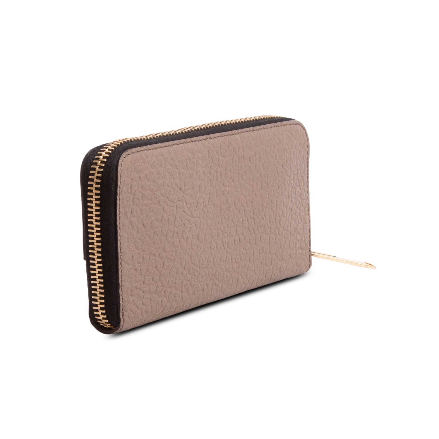 Burberry Taupe Grained Leather Continental Zip Wallet w/ Box