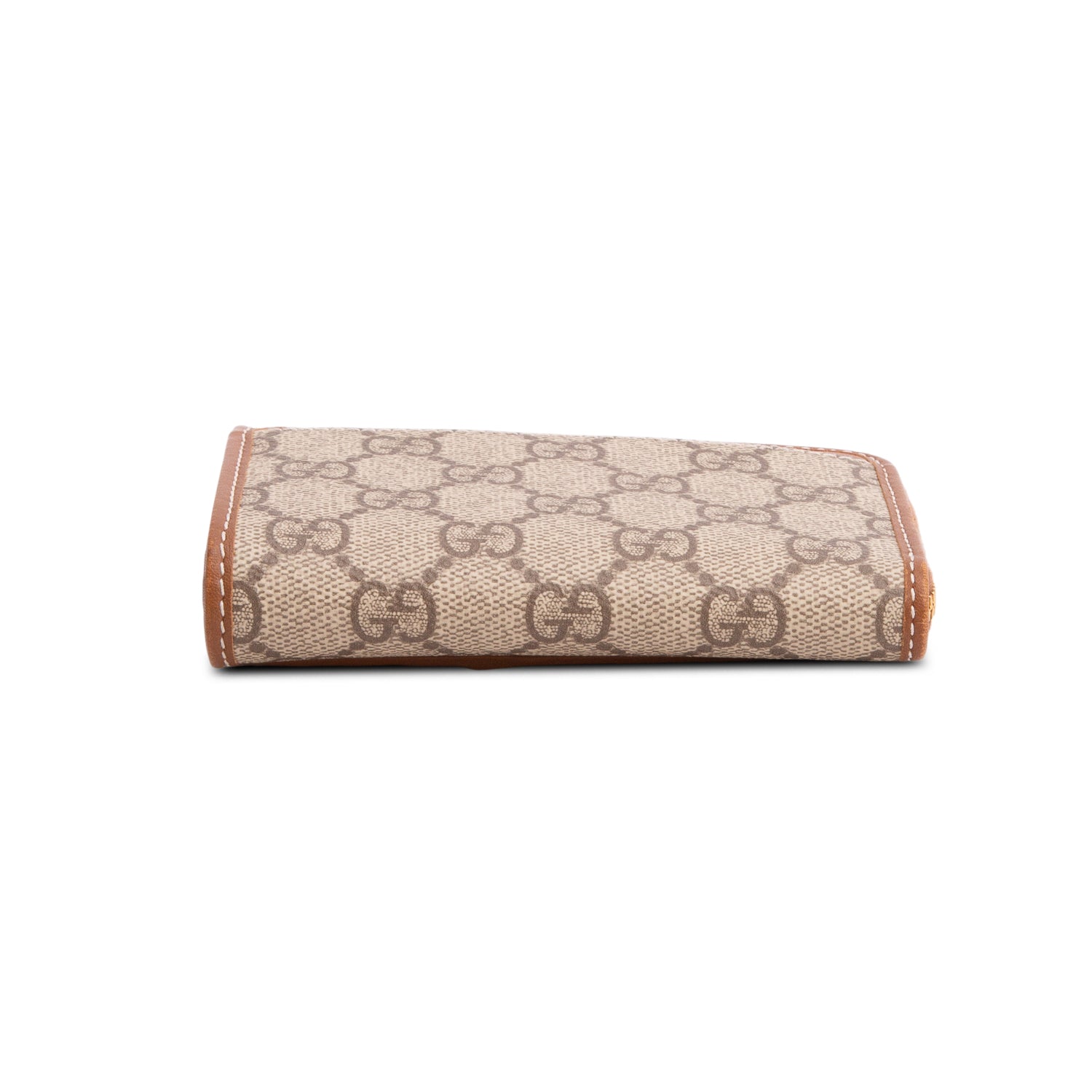 Gucci GG Supreme Brown Leather Zip Key Pouch w/ Box