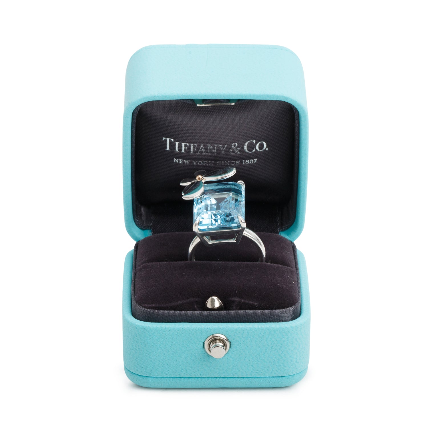 Tiffany & Co. Sterling Silver & 18k Rose Gold Blue Topaz Love Bugs Butterfly Ring, Size 5.75 w/ Box