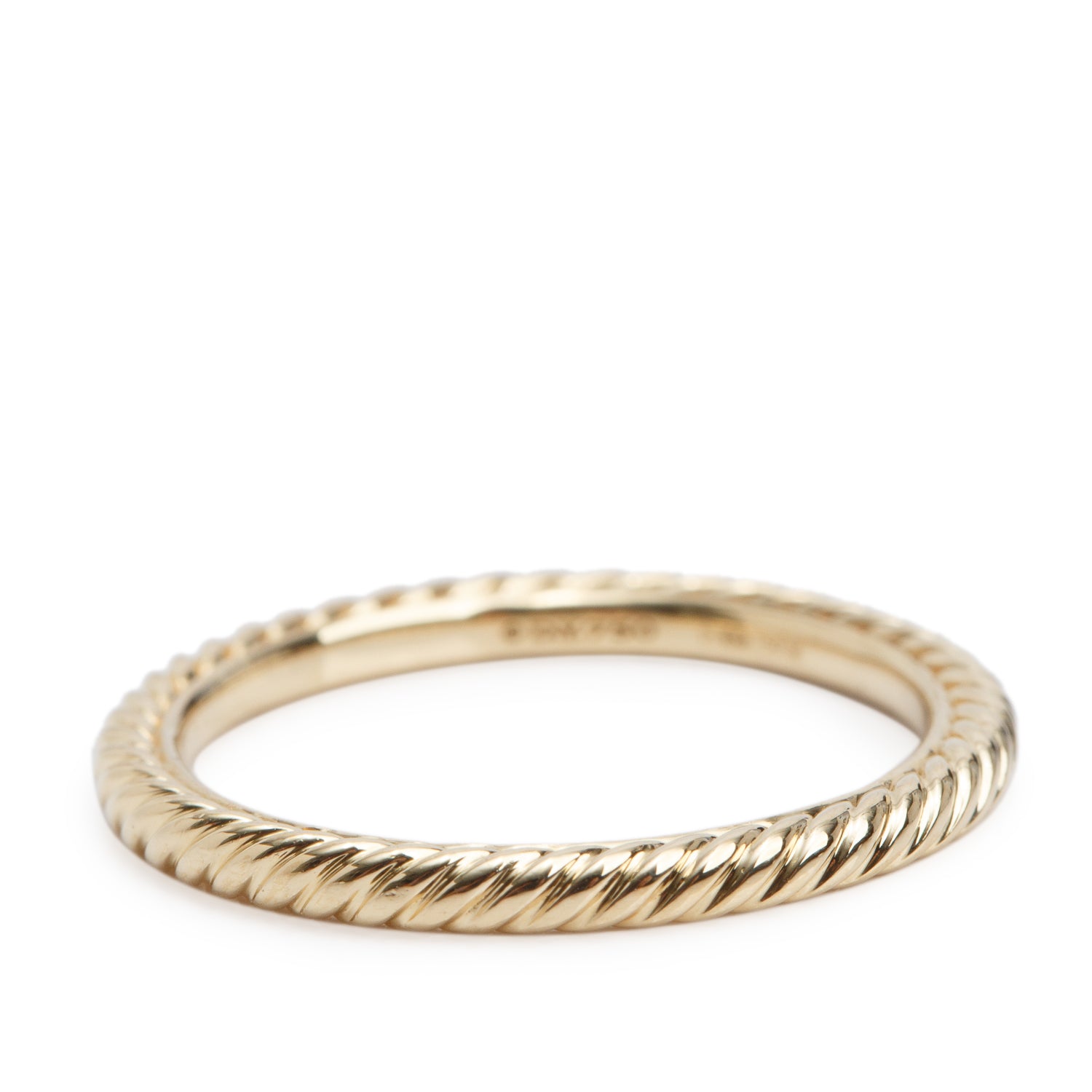 David Yurman 18k Yellow Gold 2 MM Cable Collectible Stack Band Ring, Size 6.75 w/ Box