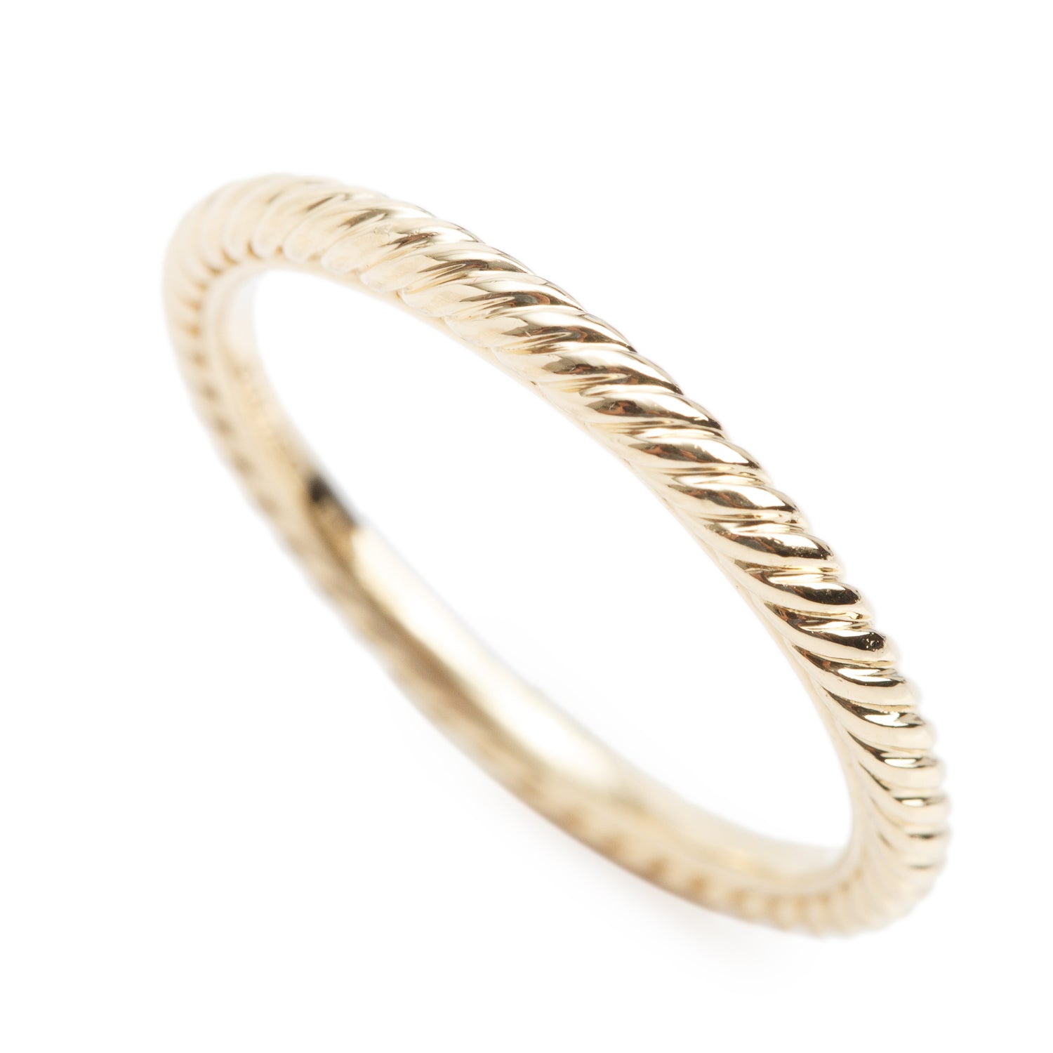 David Yurman 18k Yellow Gold 2 MM Cable Collectible Stack Band Ring, Size 6.75 w/ Box