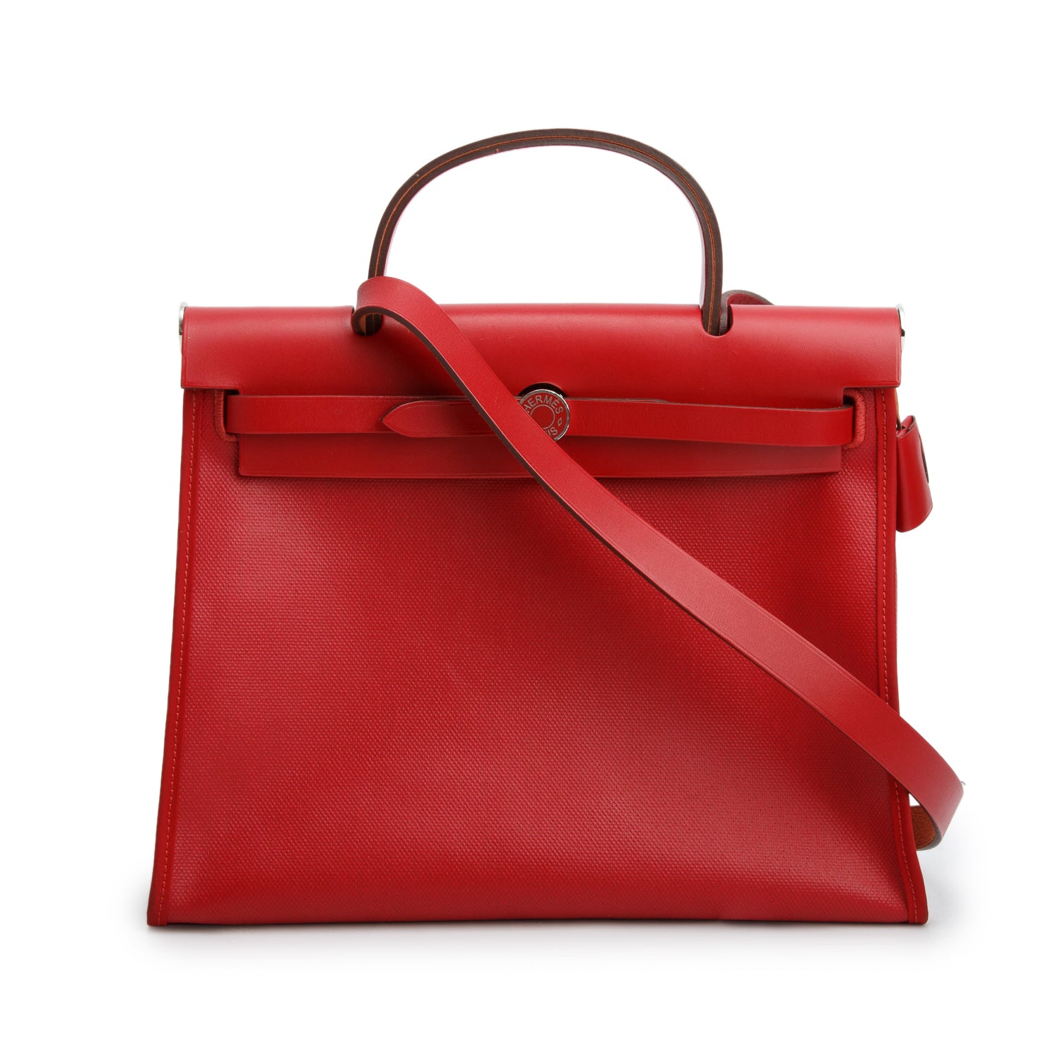 Hermes Rouge Piment Vache Hunter & Toile Berline Herbag Zip 31 PM w/ Box& Pouch