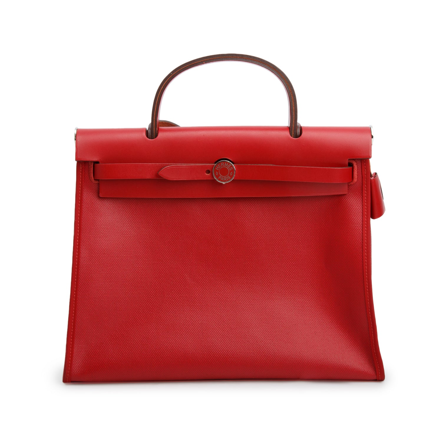 Hermes Rouge Piment Vache Hunter & Toile Berline Herbag Zip 31 PM w/ Box& Pouch