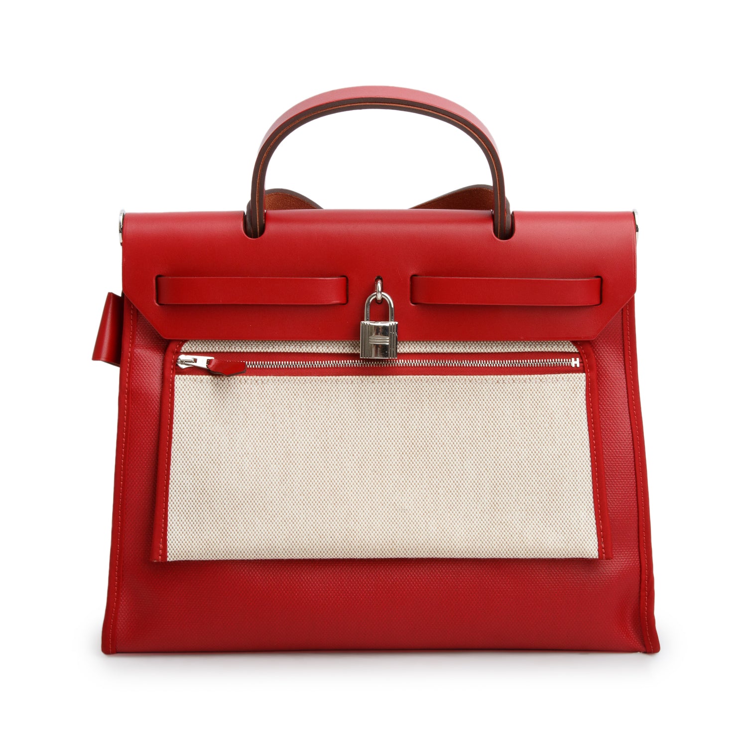 Hermes Rouge Piment Vache Hunter & Toile Berline Herbag Zip 31 PM w/ Box& Pouch