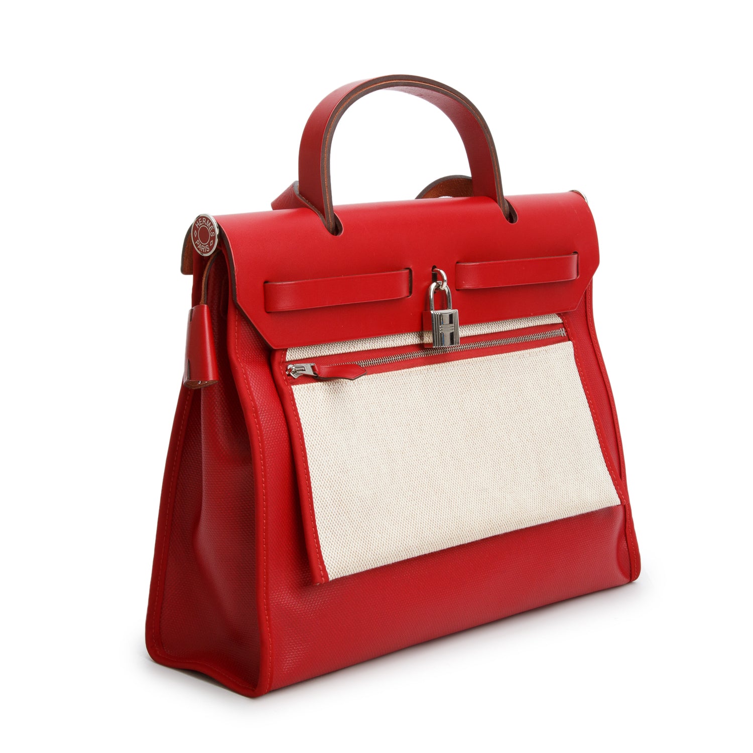 Hermes Rouge Piment Vache Hunter & Toile Berline Herbag Zip 31 PM w/ Box& Pouch