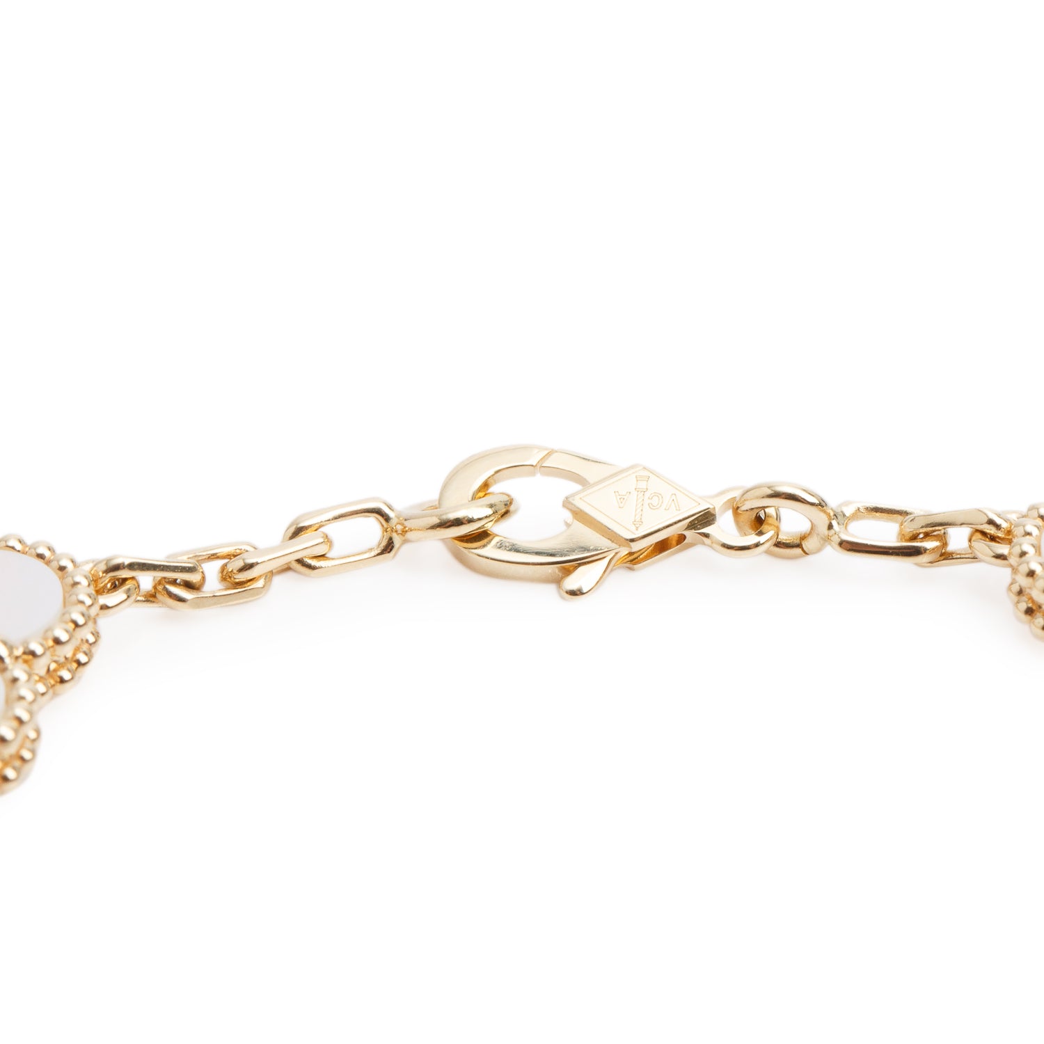 Van Cleef & Arpels 2026 18k Yellow Gold Vintage Alhambra 10 Motif Mother of Pearl Necklace w/ Box & Certificate