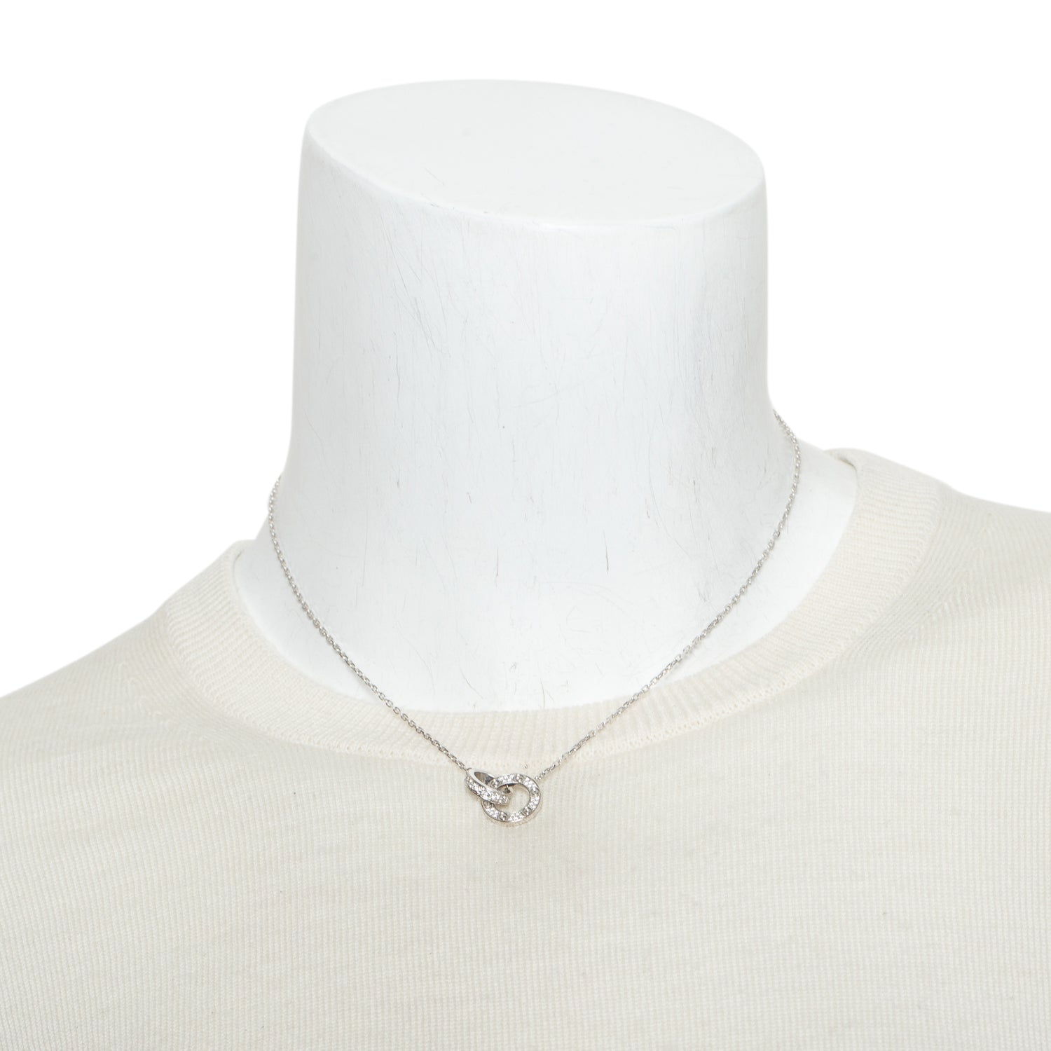 Cartier 18k White Gold Pave Diamond Love Pendant Necklace w/ Box & Certificate