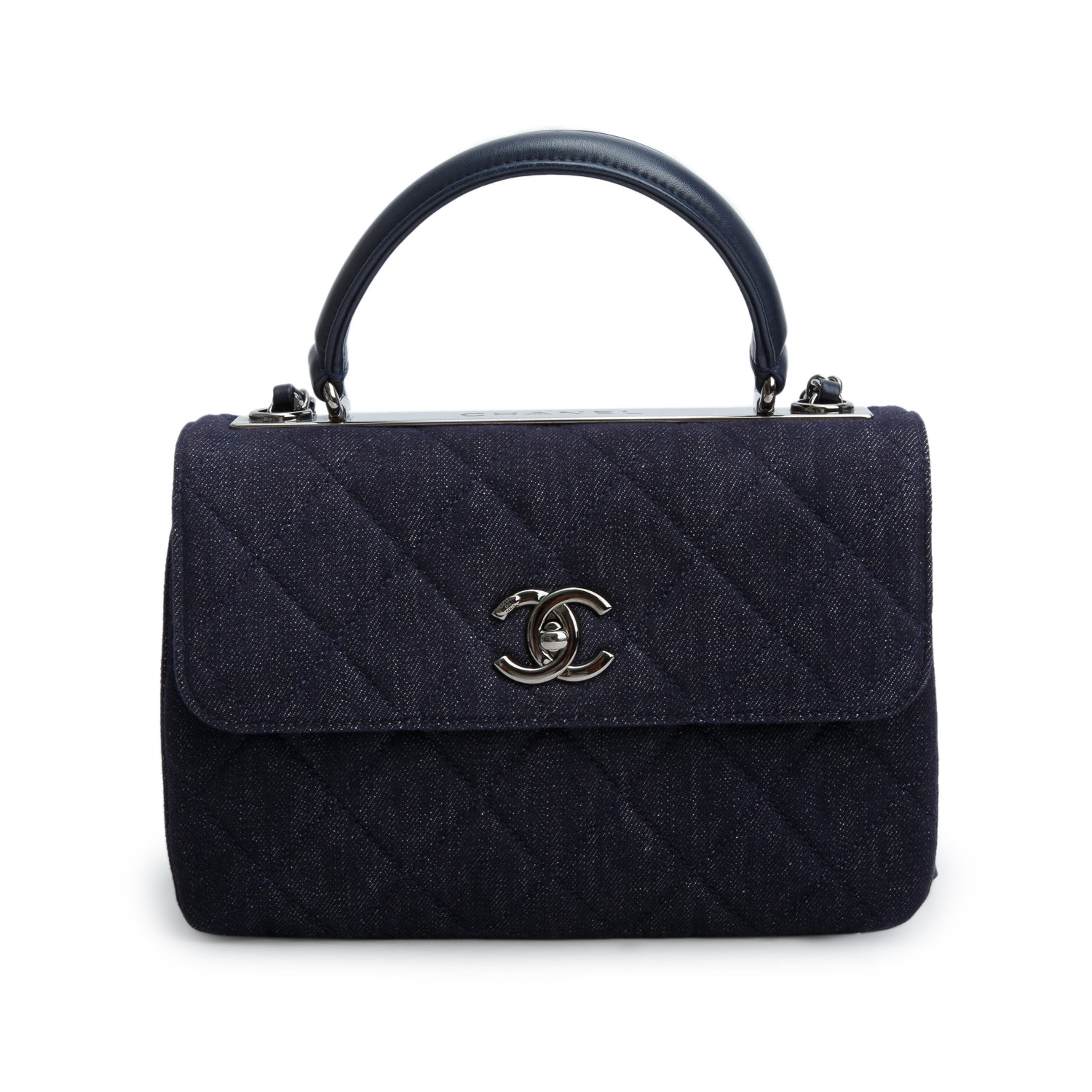 Chanel Blue Denim Quilted Small Trendy CC Dual Handle Flap w/ Authenticity Card