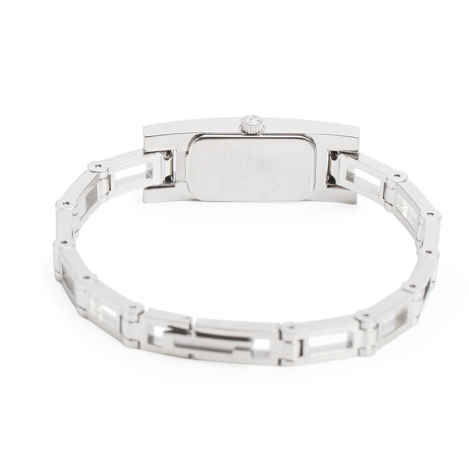 Gucci Stainless Steel White Leather 3900 Series Watch Silver Dial