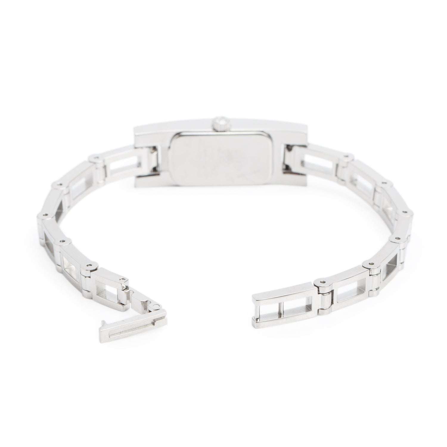 Gucci Stainless Steel White Leather 3900 Series Watch Silver Dial