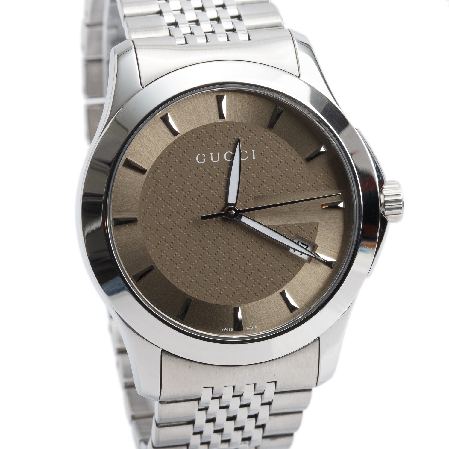 Gucci Stainless Steel G-Timeless 38 MM Quartz Watch Silver Dial w/ Box