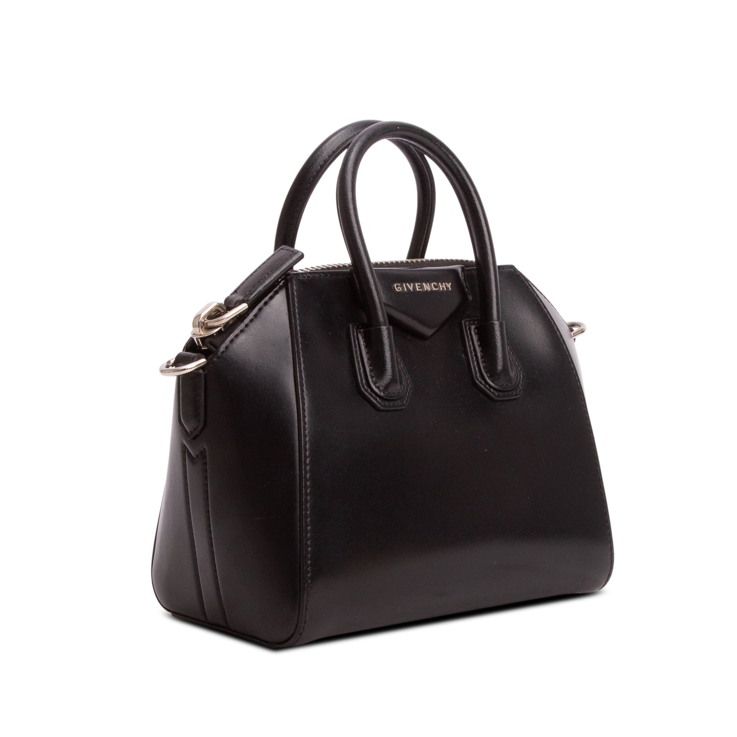 Givenchy Black Shiny Lord Leather Mini Antigona Bag w/ Strap