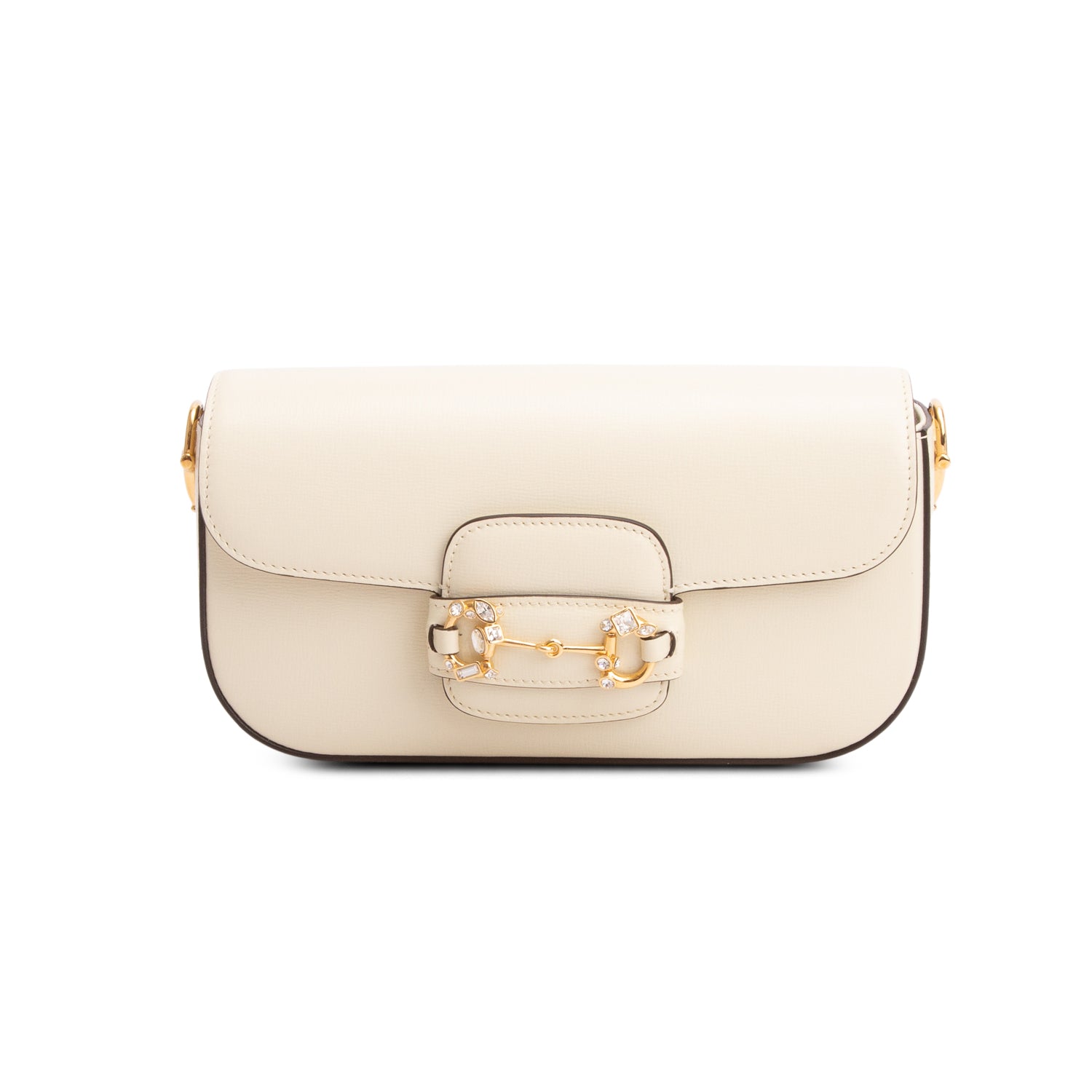 Gucci Green Azalea Calfskin Crystal Small Horsebit 1955 Shoulder Bag w/ Straps