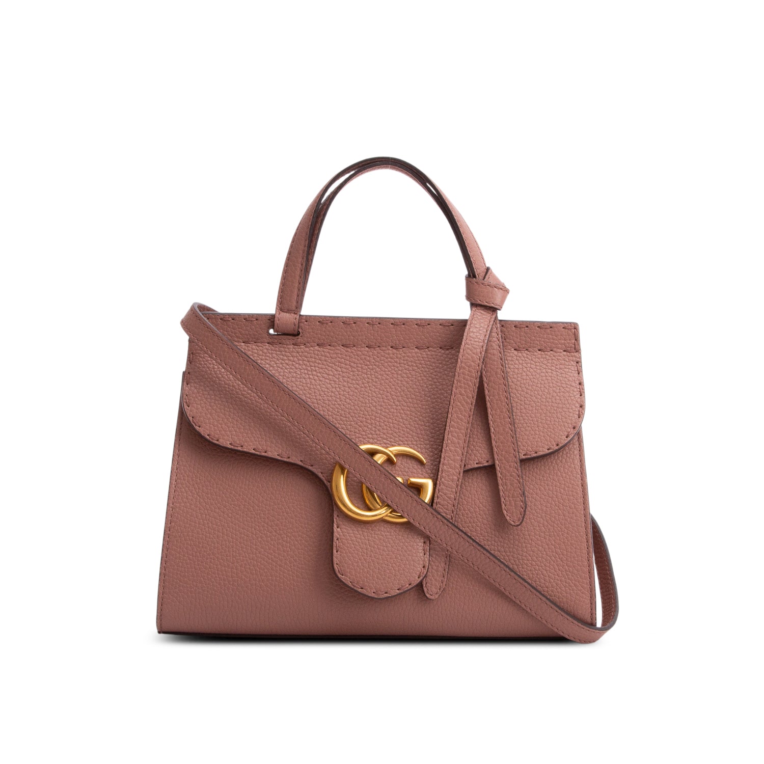 Gucci Pink Calfskin GG Marmont Small Top Handle w/ Strap