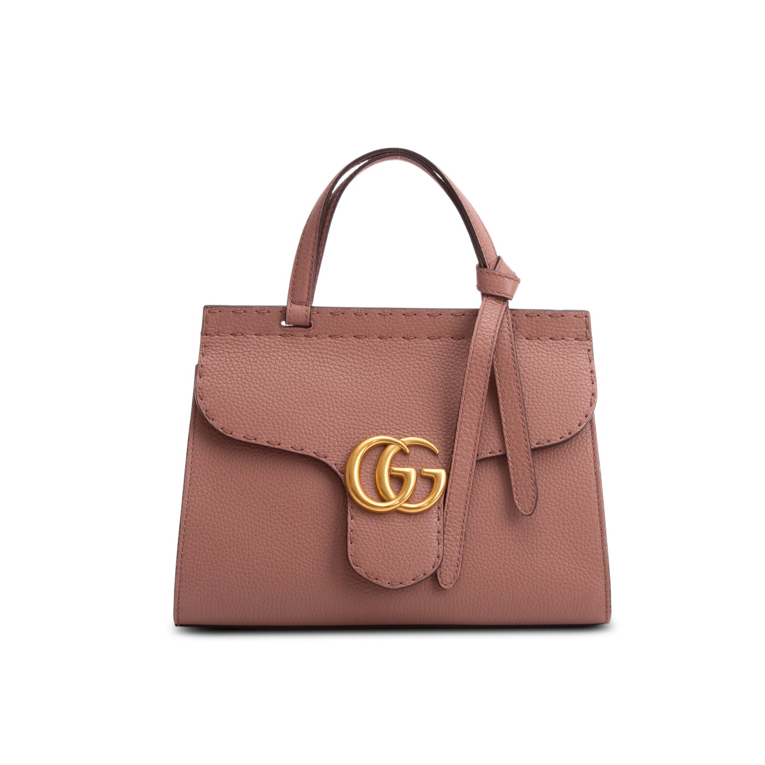 Gucci Pink Calfskin GG Marmont Small Top Handle w/ Strap