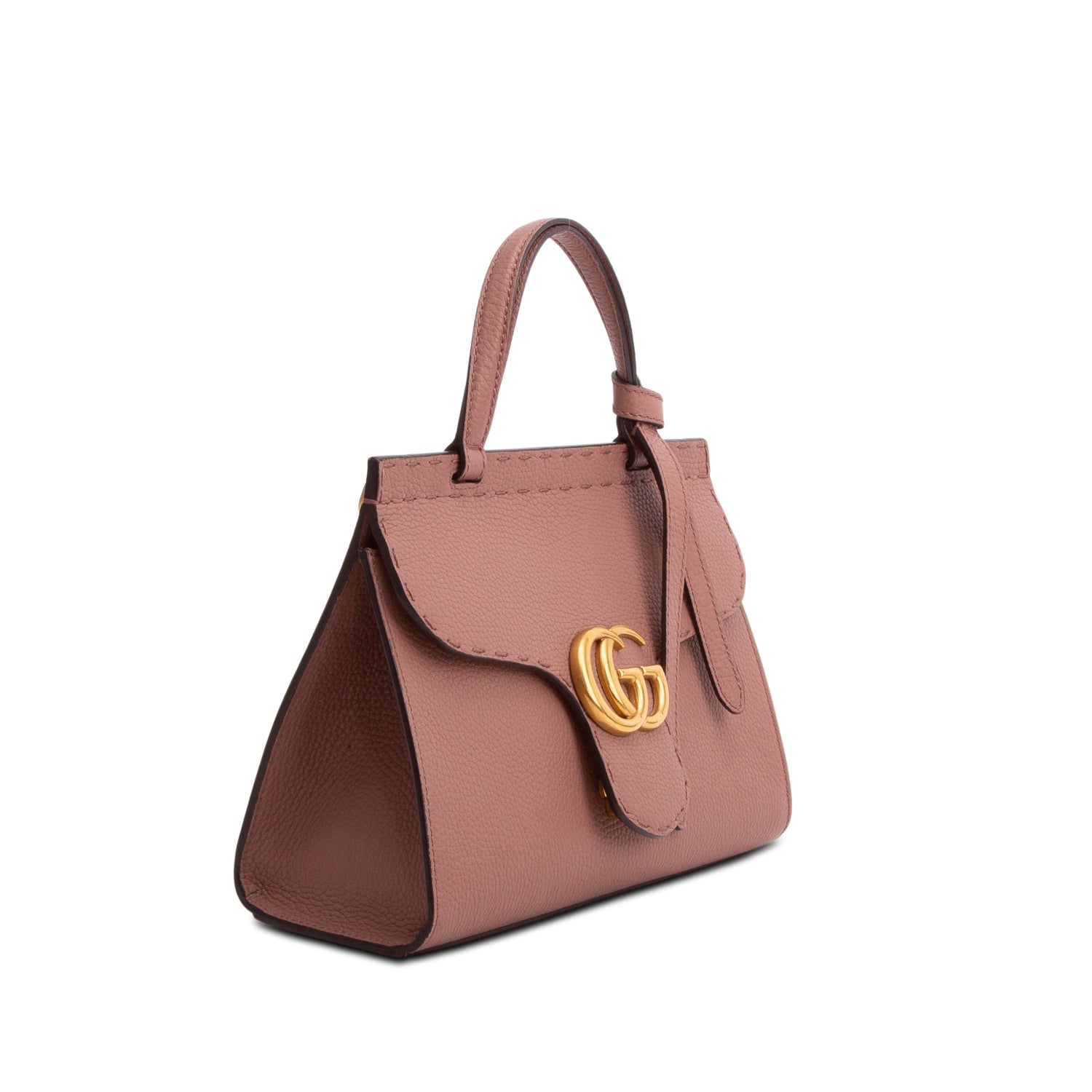 Gucci Pink Calfskin GG Marmont Small Top Handle w/ Strap