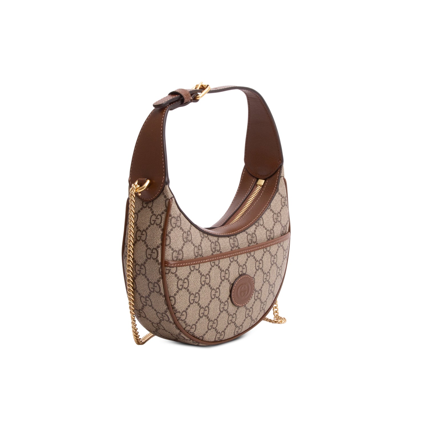 Gucci GG Supreme Monogram Mini Retro Interlocking G Half Moon Bag w/ Chain