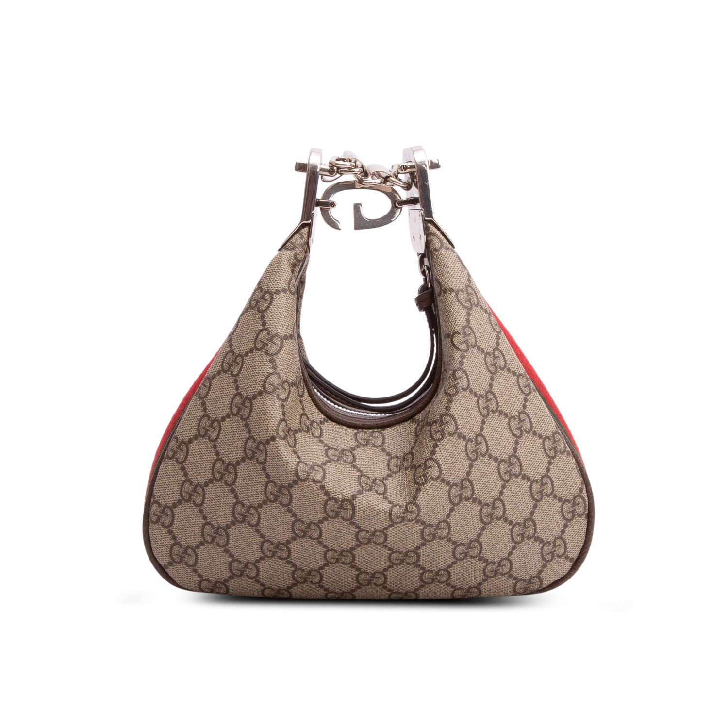 Gucci GG Supreme Monogram Textured Calfskin Web Small Attache Shoulder Bag w/ Straps