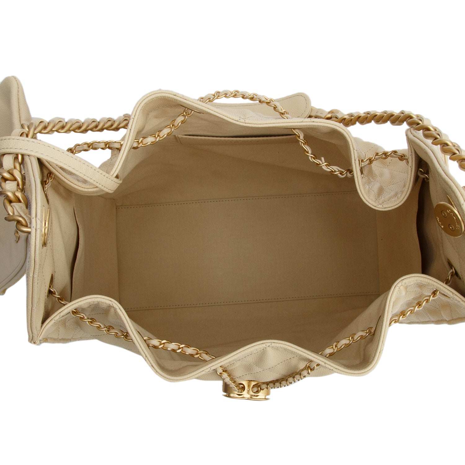 Chanel Beige Caviar Quilted Medium 25 Handbag w/ Box & Pouch