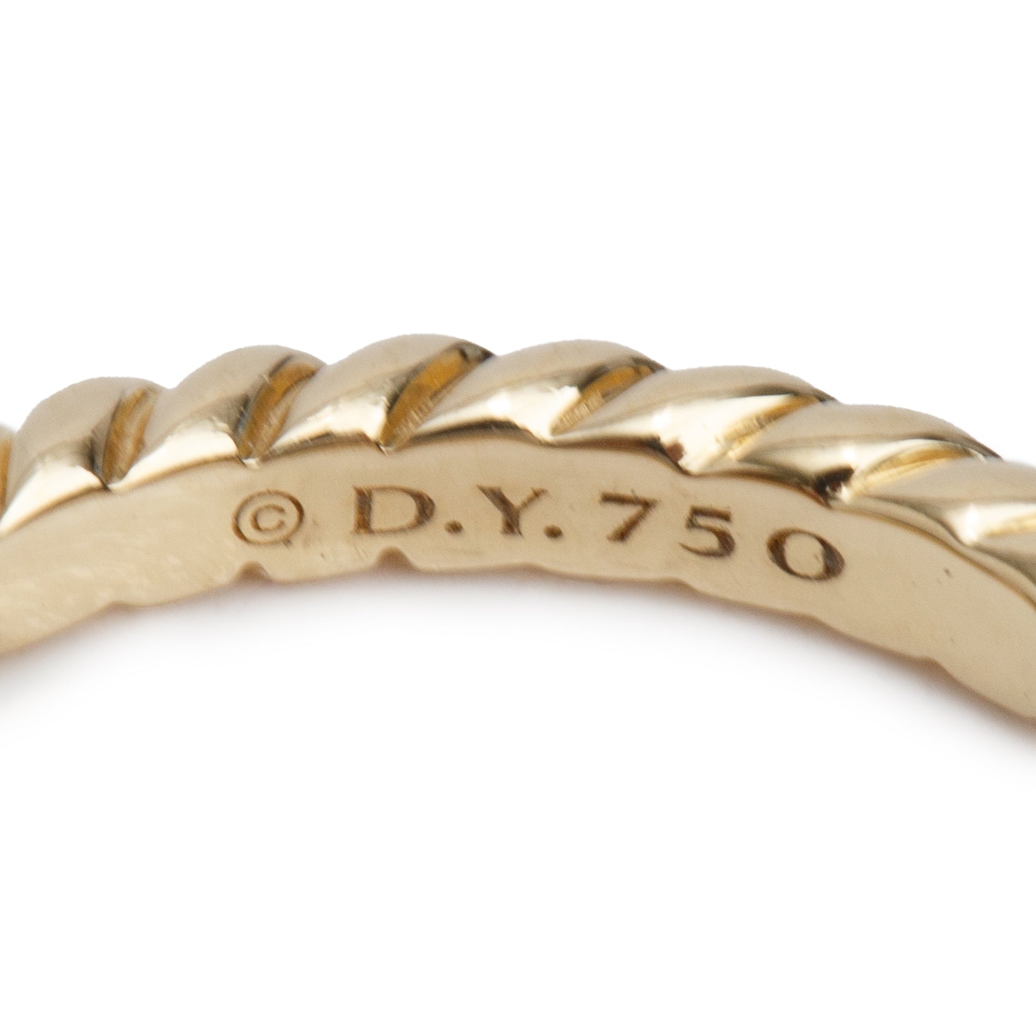 David Yurman 18k Yellow Gold 2 MM Cable Collectible Stack Band Ring, Size 4 w/ Box