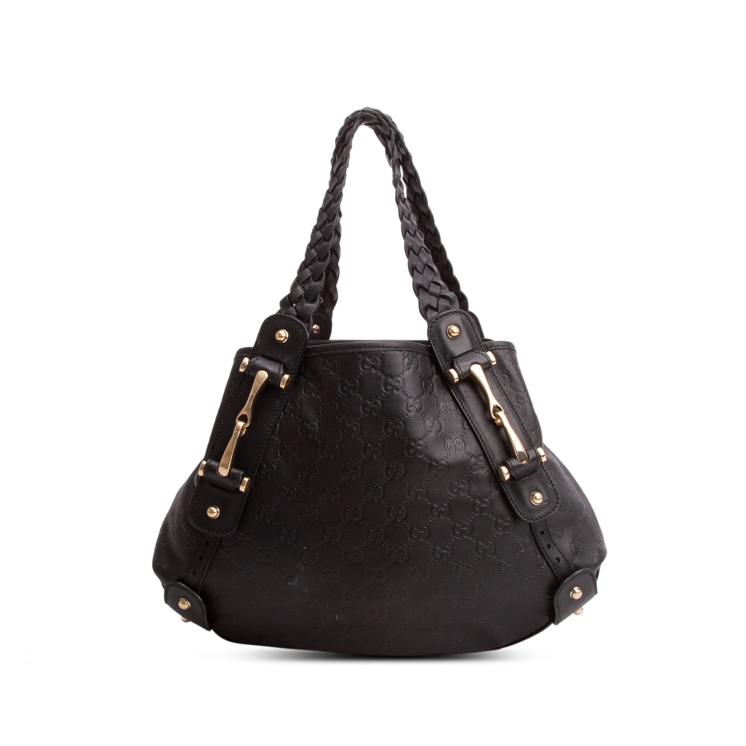Gucci Black Leather Signature Medium Pelham Shoulder Bag