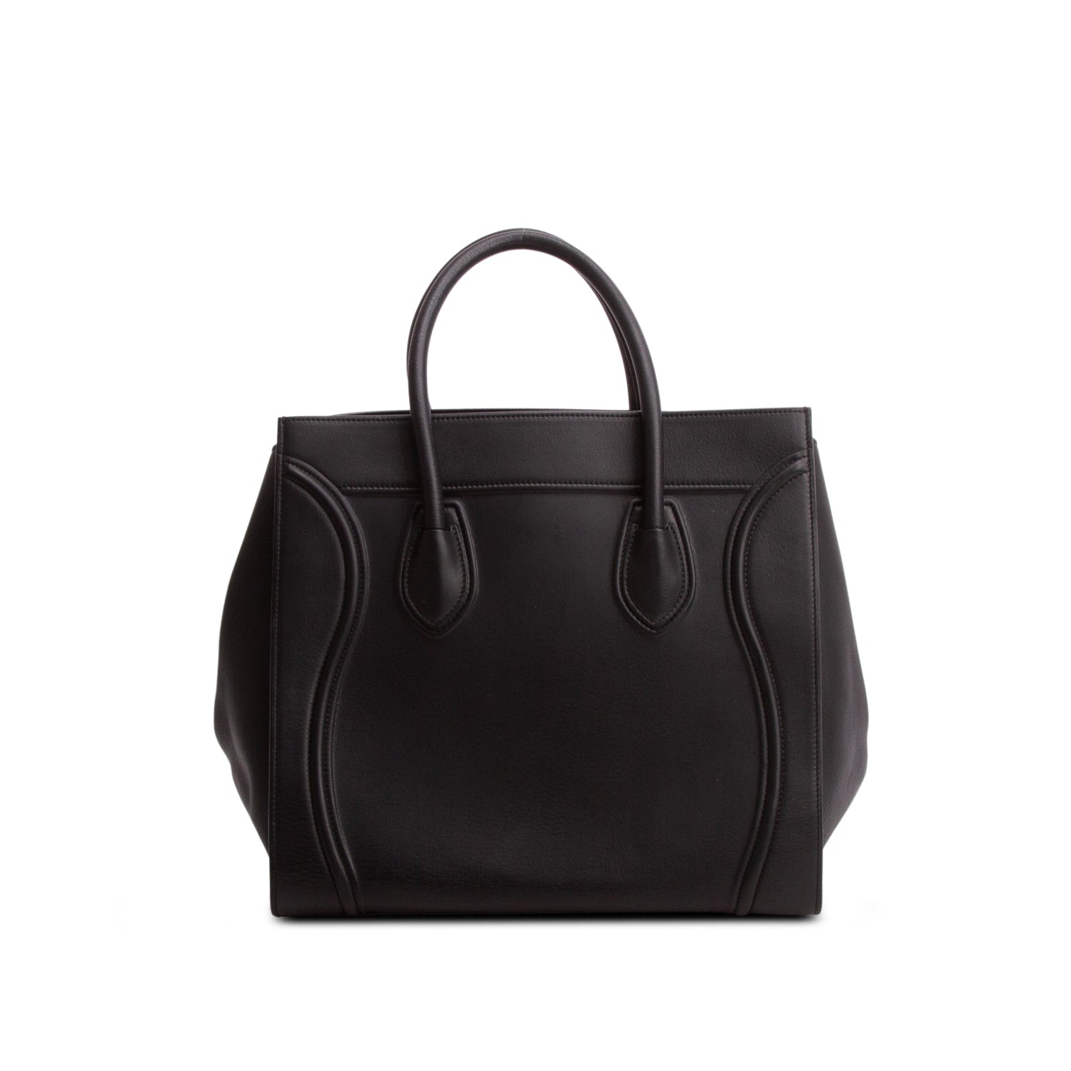 Celine Black Drummed Calfskin Leather Mini Luggage Tote