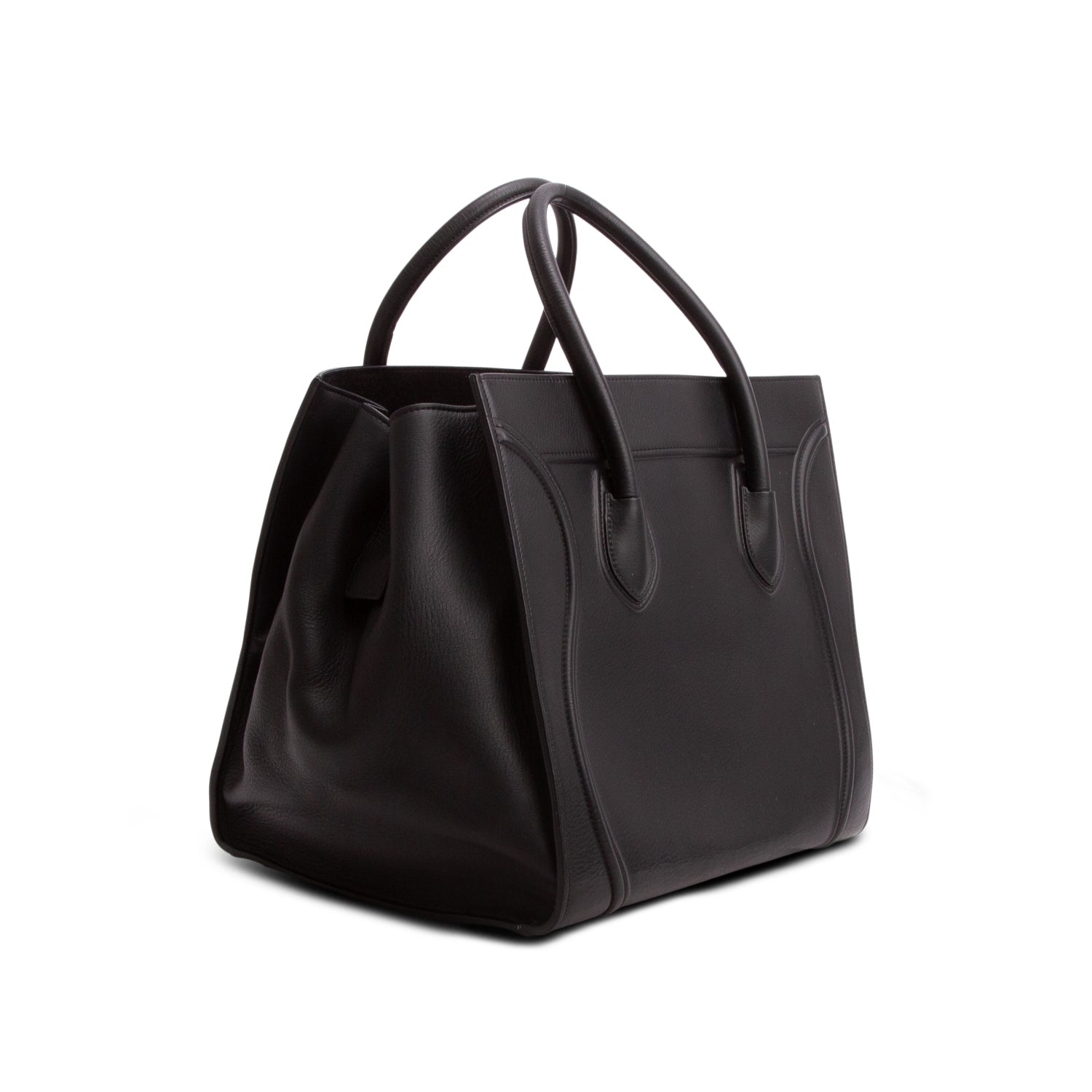 Celine Black Drummed Calfskin Leather Mini Luggage Tote