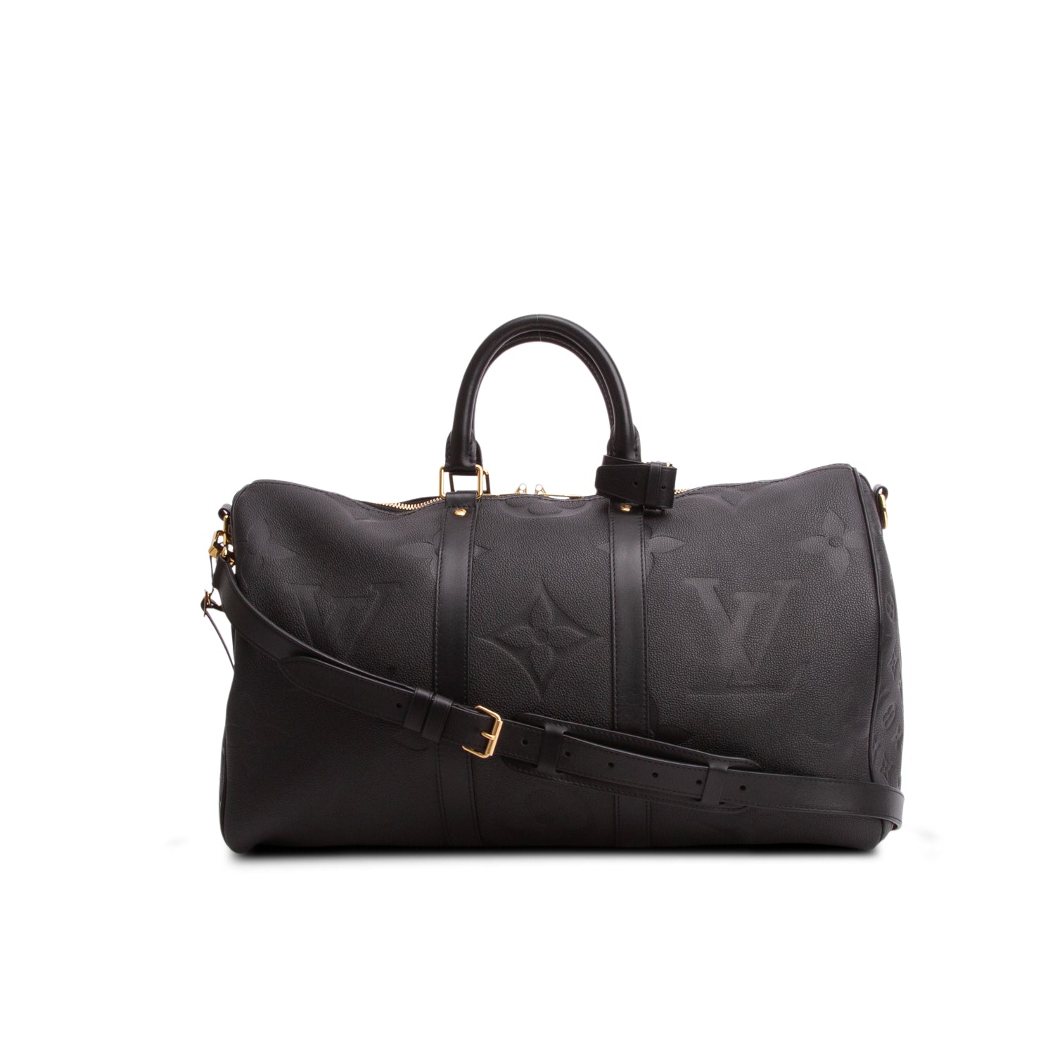 Louis Vuitton Black Empreinte Monogram Giant Keepall Bandouliere 45 w/ Strap & Box