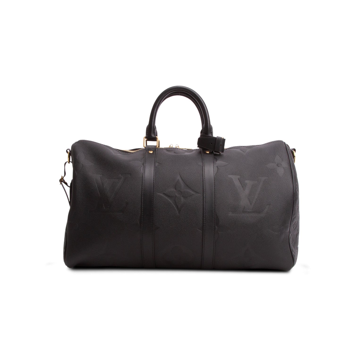 Louis Vuitton Black Empreinte Monogram Giant Keepall Bandouliere 45 w/ Strap & Box