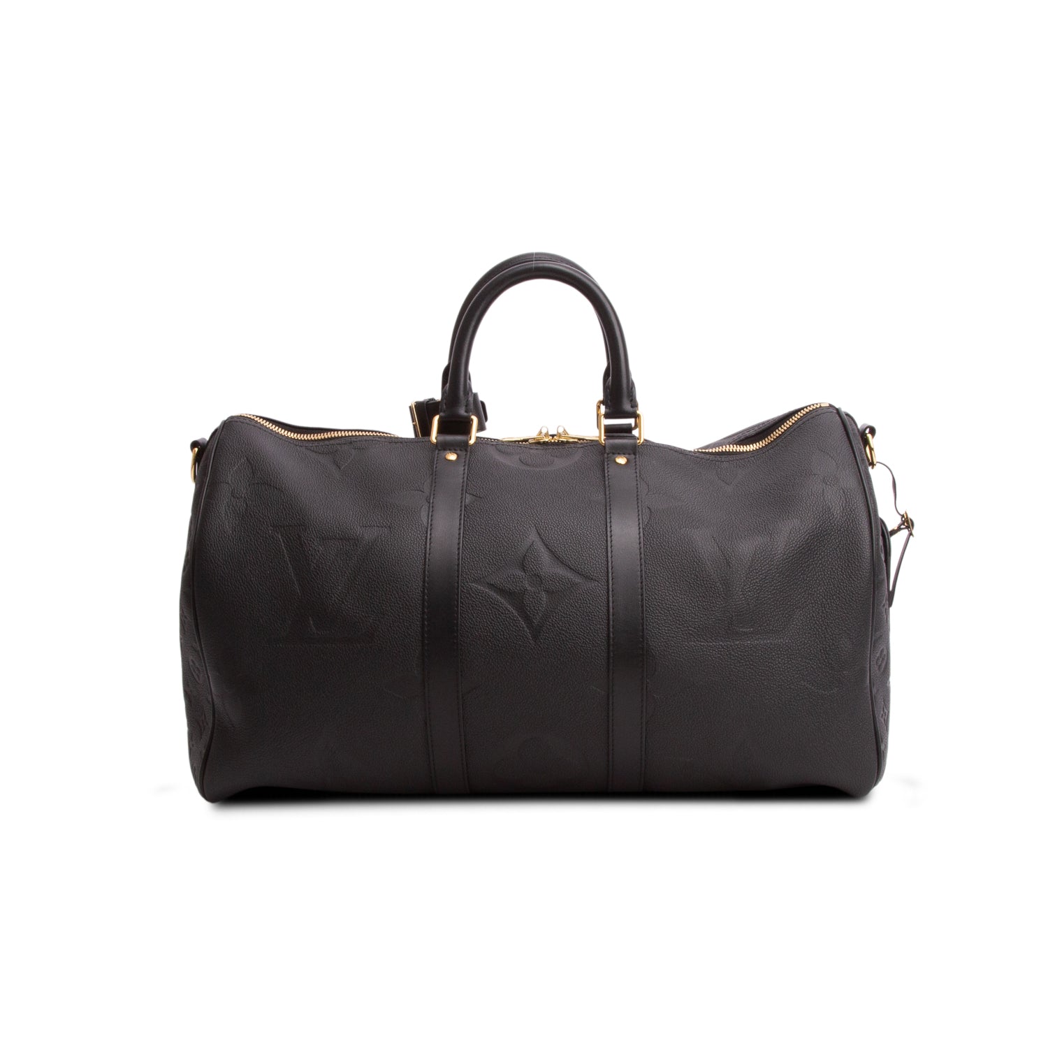 Louis Vuitton Black Empreinte Monogram Giant Keepall Bandouliere 45 w/ Strap & Box