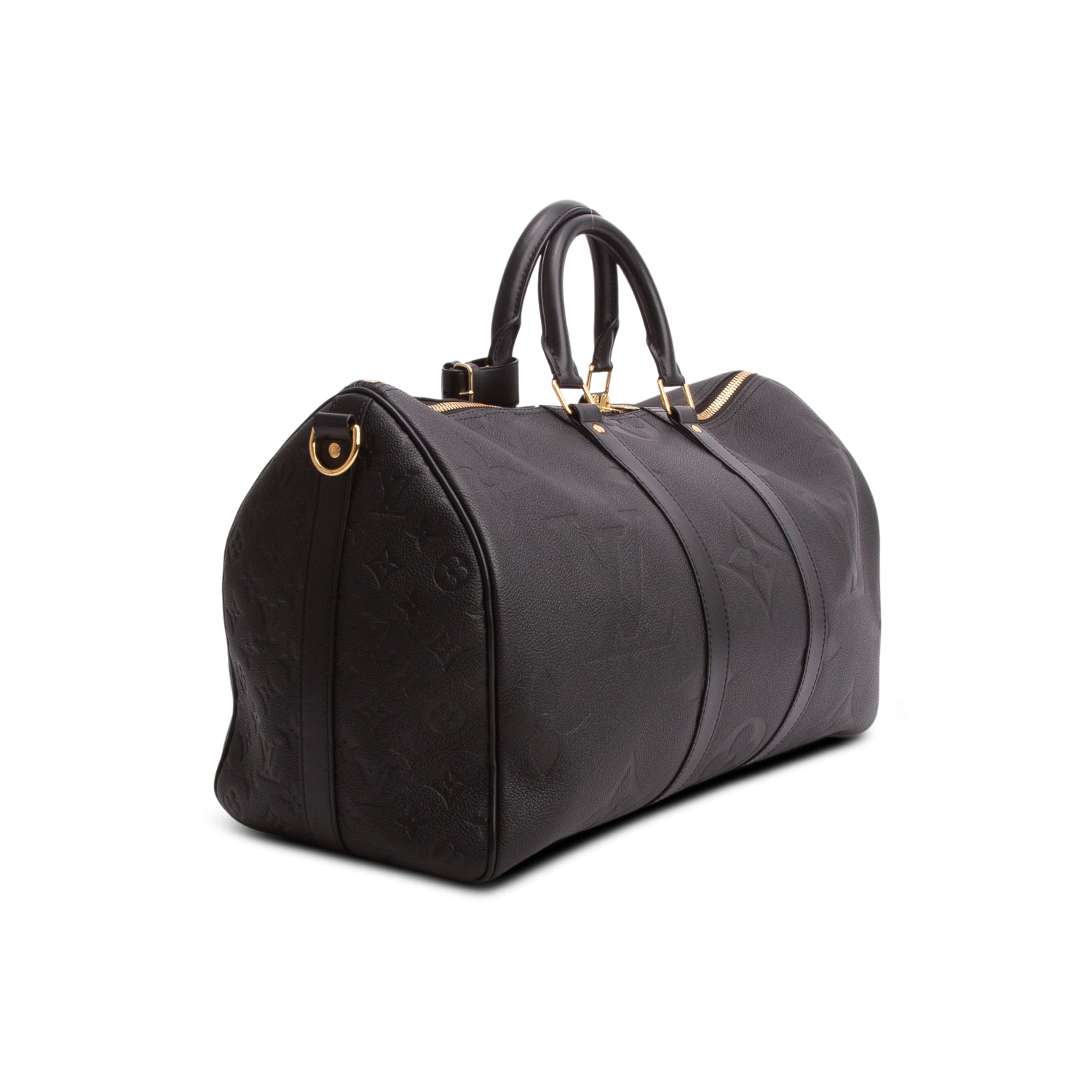 Louis Vuitton Black Empreinte Monogram Giant Keepall Bandouliere 45 w/ Strap & Box