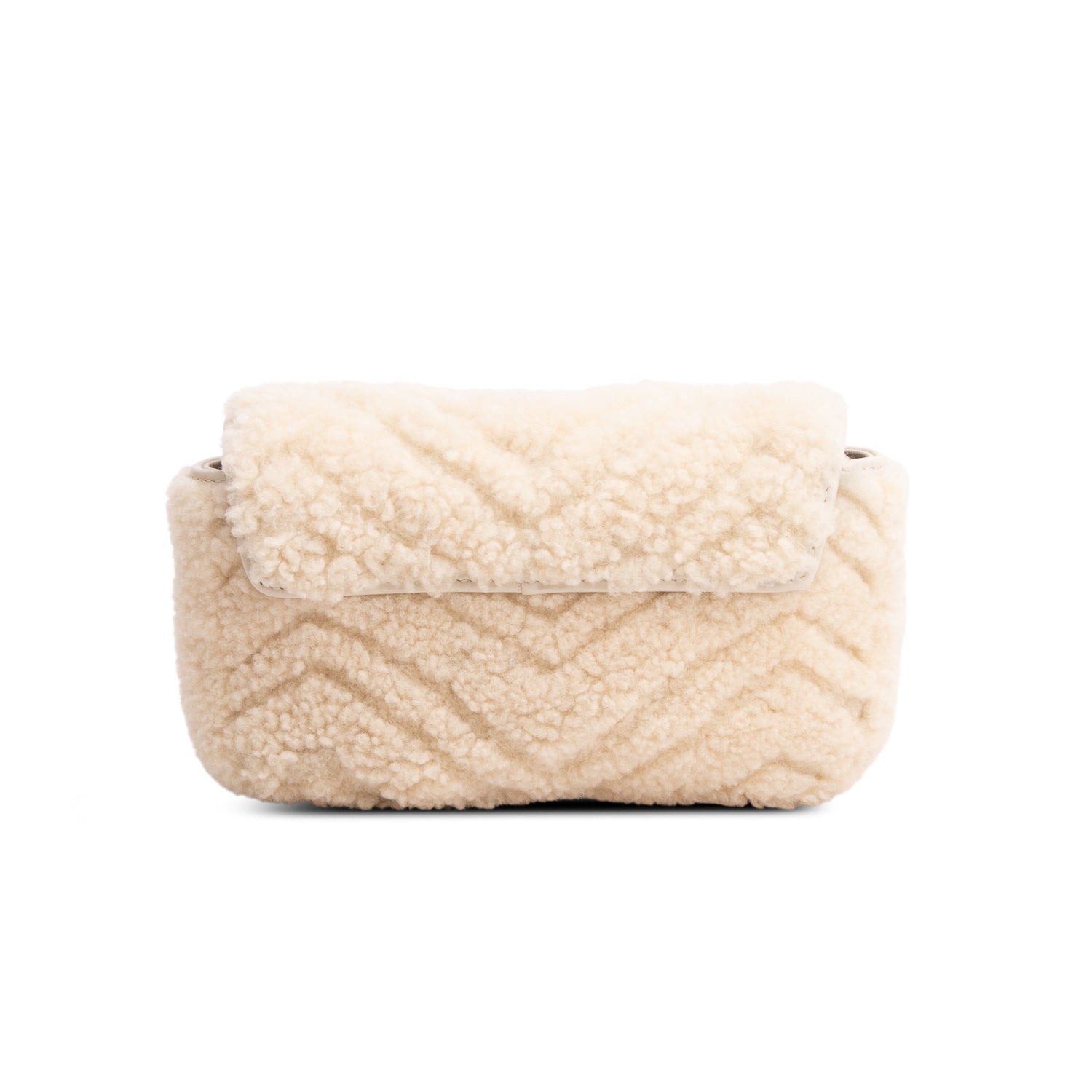 Gucci Cream Shearling GG Marmont Matelasse Super Mini Bag