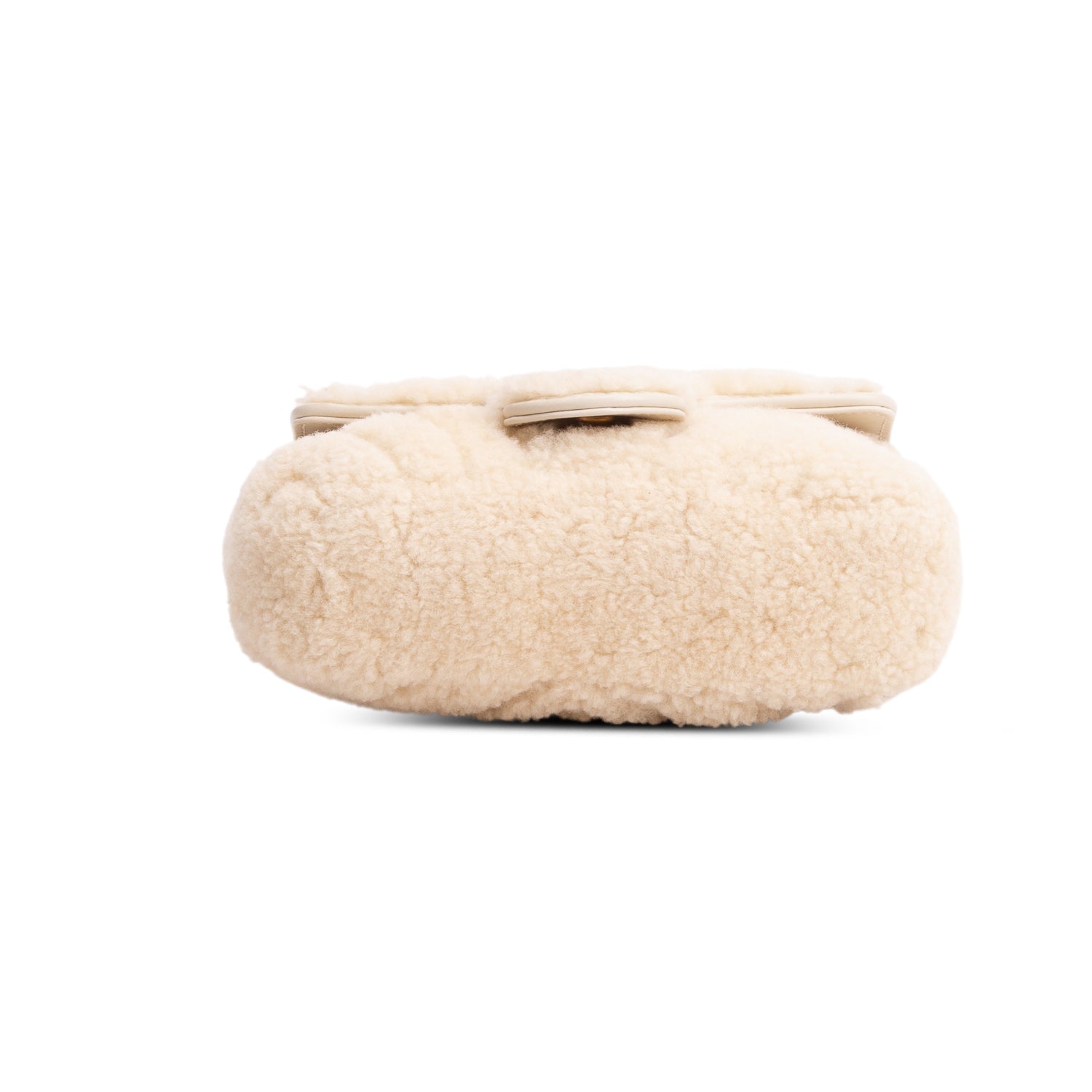 Gucci Cream Shearling GG Marmont Matelasse Super Mini Bag