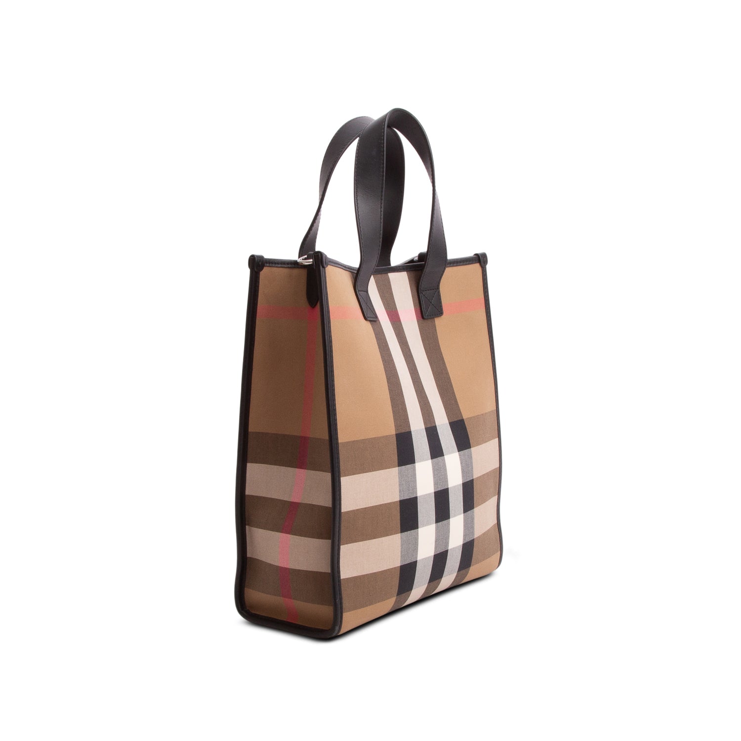Burberry Brown Calfskin House Check Small N/S Tote w/ Strap