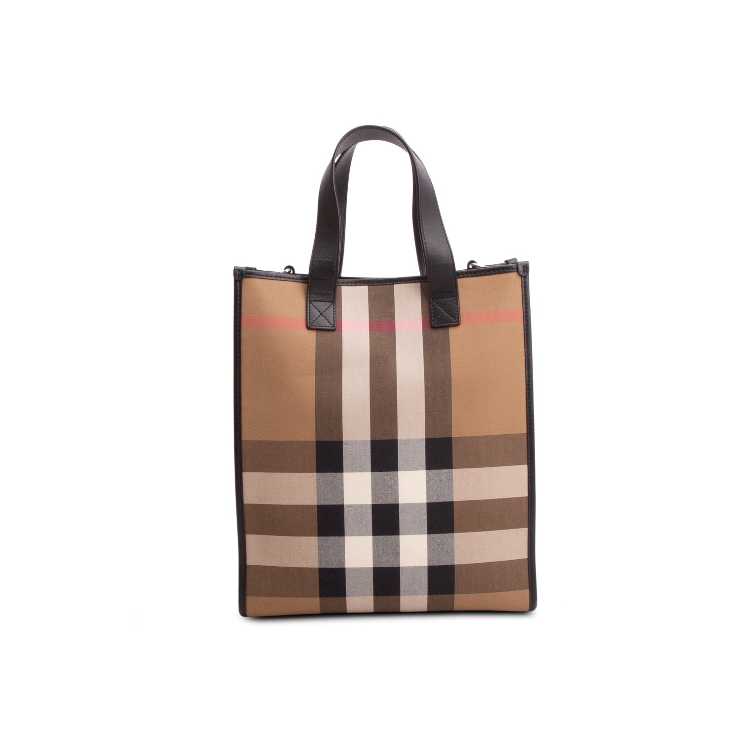 Burberry Brown Calfskin House Check Small N/S Tote w/ Strap